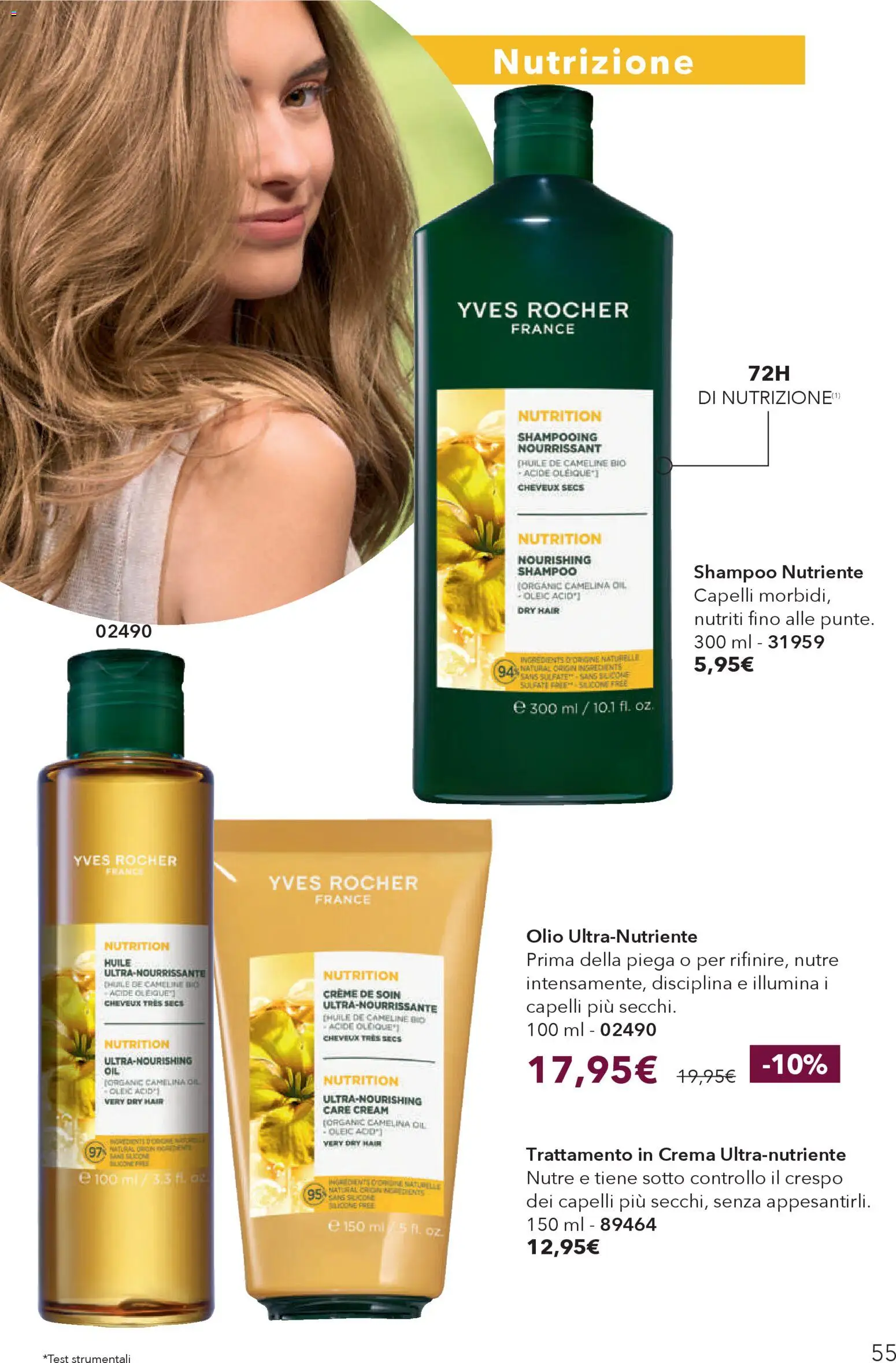 Volantino Yves Rocher del 30.01.2026 | Pagina: 55 | Prodotti: Shampoo, Crema, Olio
