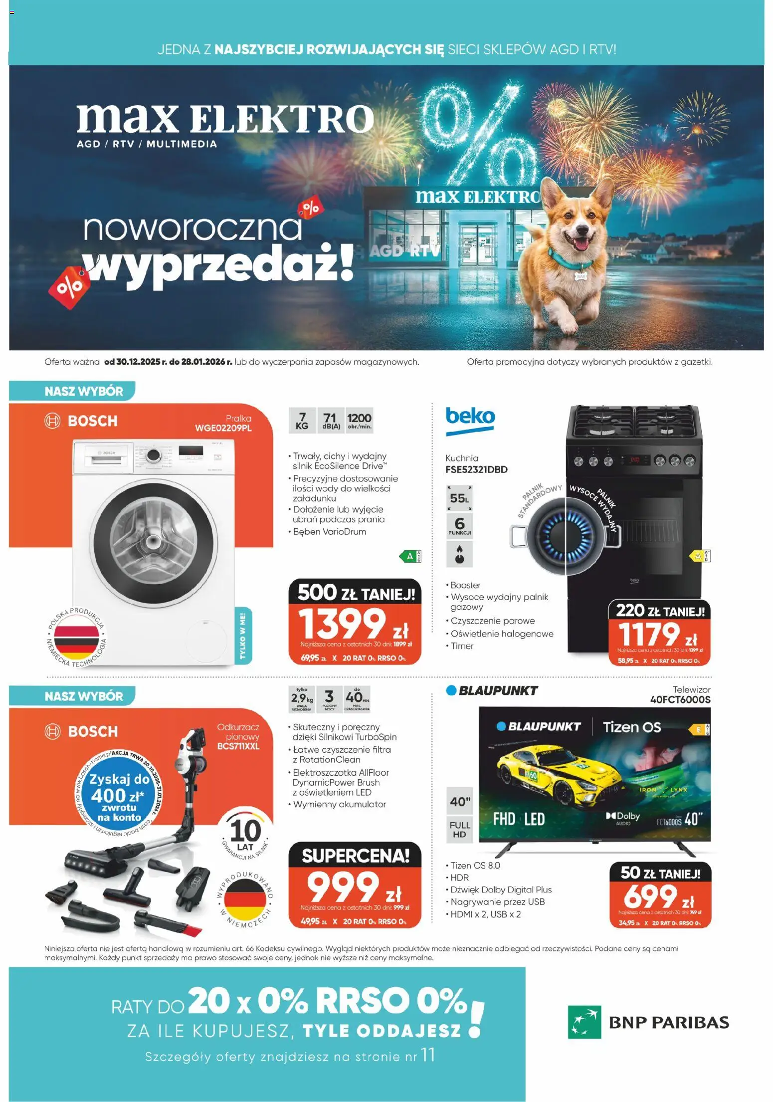 Max elektro Gazetka od 30.12.2025 | Strona: 1 | Produkty: Audio, USB, Waga, Odkurzacz