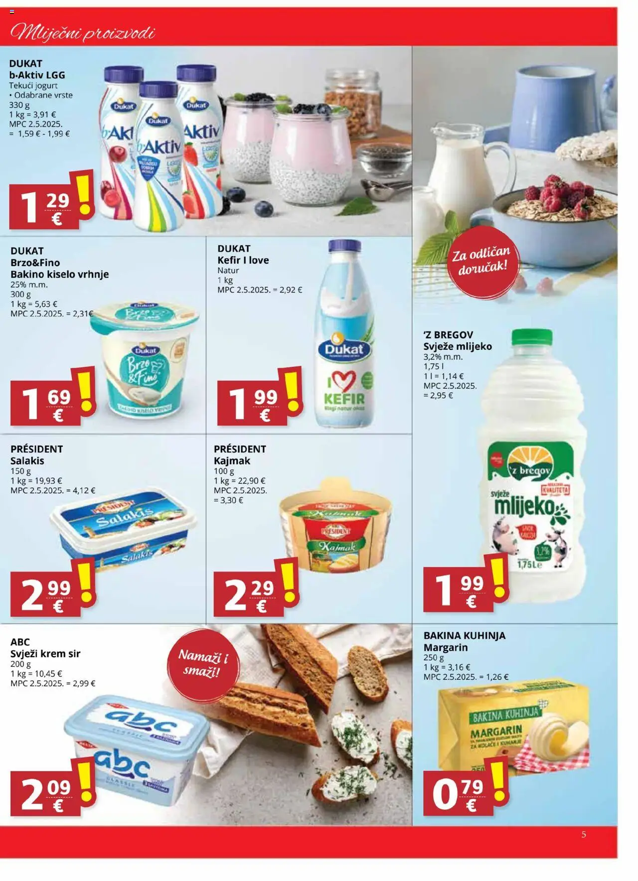 Ultra Gros katalog | vrijedi od 20.08.2025 | Stranica: 5 | Proizvodi: Mlijeko, Kiselo vrhnje, Kajmak, Kefir