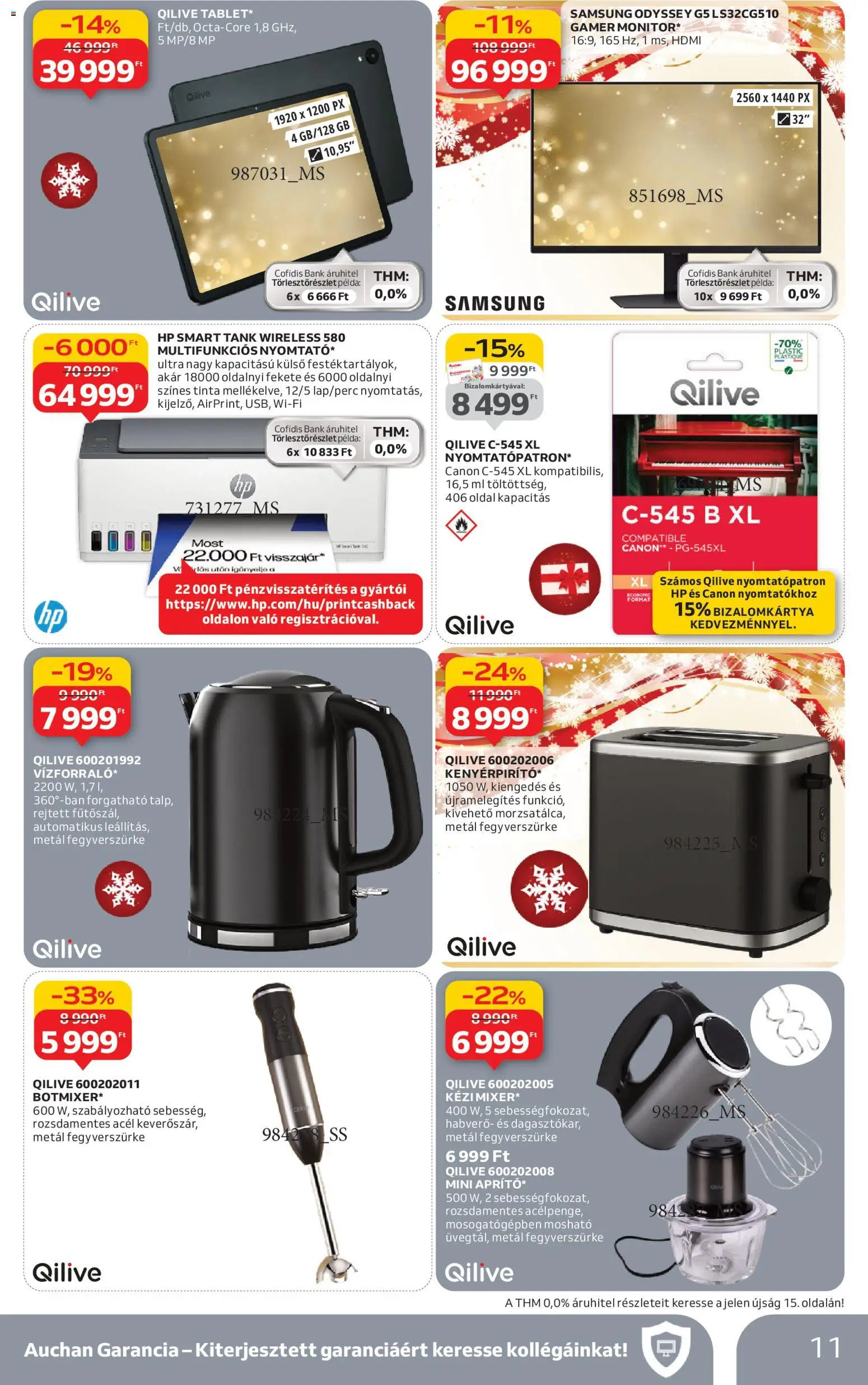 Auchan akciós ujság - amely érvényes a következő dátumtól: 27.11.2025 | Oldal: 11 | Termékek: Habverő, Samsung