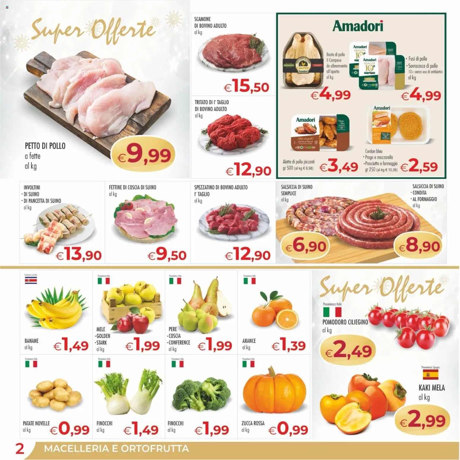 Volantino MerSi Supermercati del 27.12.2025 | Pagina: 2 | Prodotti: Petto di Pollo, Arance, Banane, Salsiccia