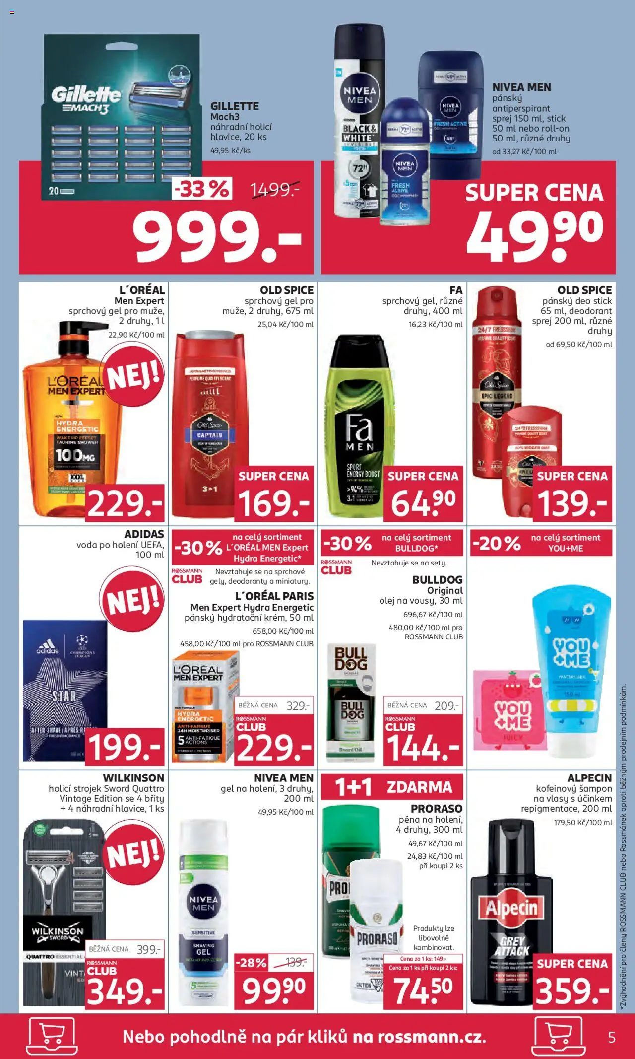 Rossmann leták od 10.09.2025 | Strana: 5 | Produkty: Deodorant, Voda, Holicí strojek, Old Spice