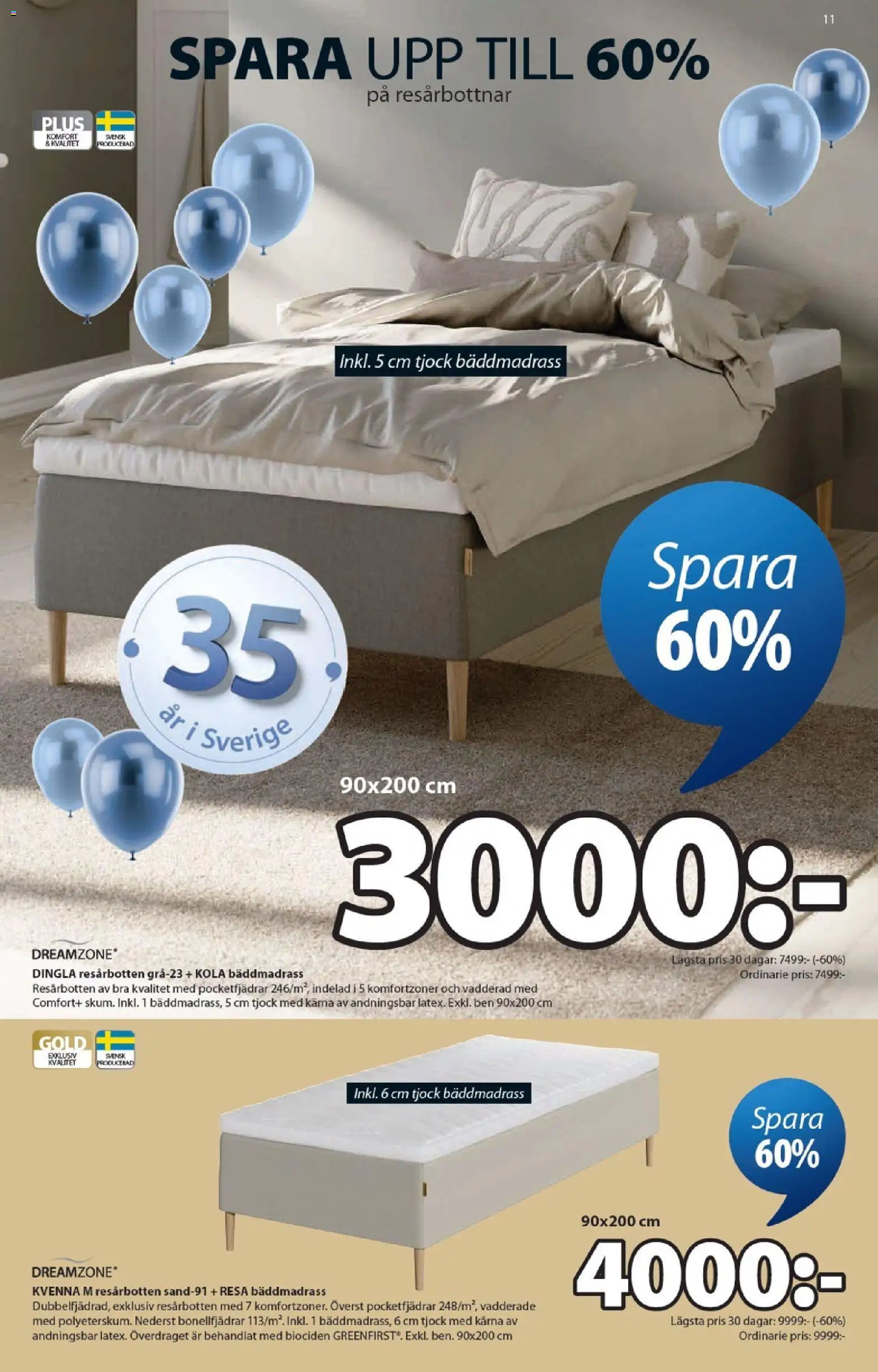 JYSK reklamblad aktuell från 30.03.2026 | Sida: 11 | Produkter: Bäddmadrass