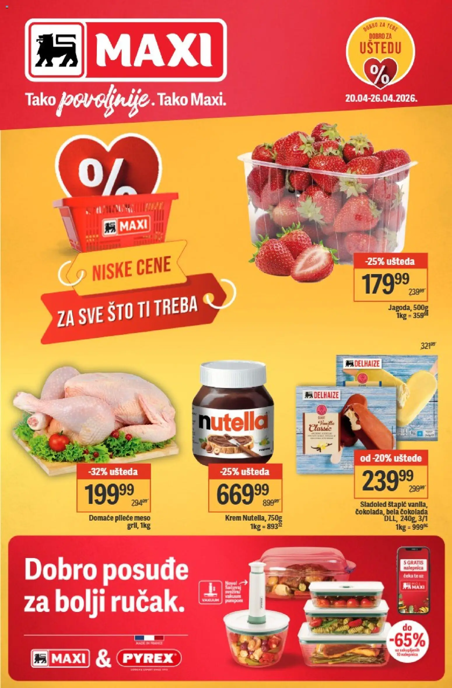 Maxi katalog - važi od 20.04.2026 | Strana: 1 | Proizvode: Sladoled, Sto, Čokolada, Nutella