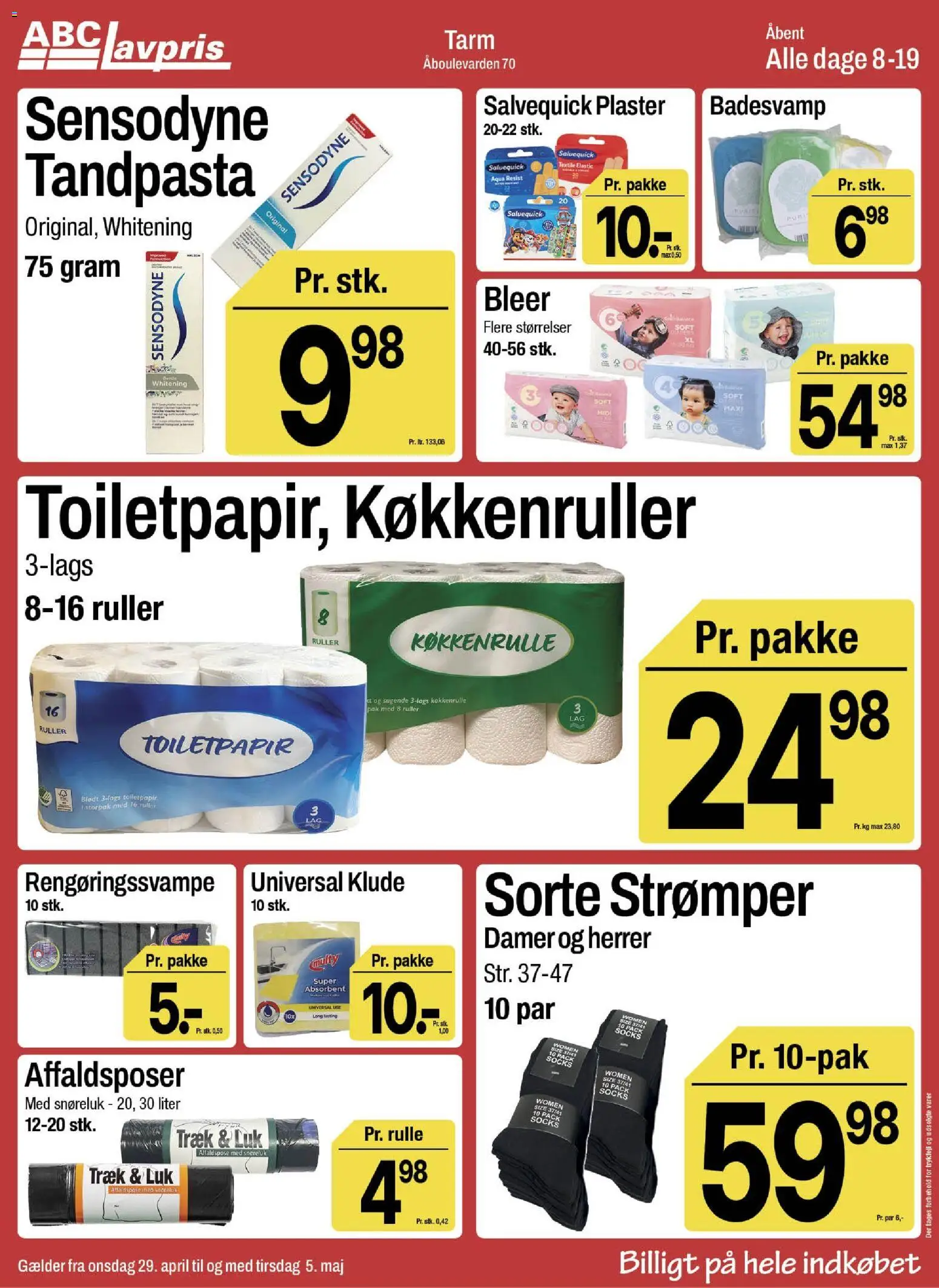 Abc Lavpris tilbudsavis – gyldig fra 29.04.2026 | Side: 15 | Produkter: Tandpasta, Strømper