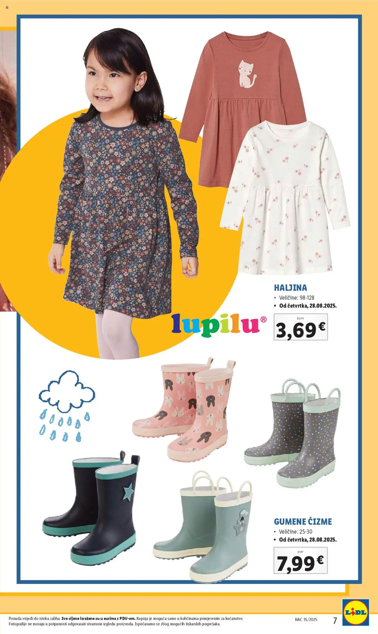 Lidl katalog | vrijedi od 01.08.2025 | Stranica: 7 | Proizvodi: Čizme, Gumene čizme, Haljina
