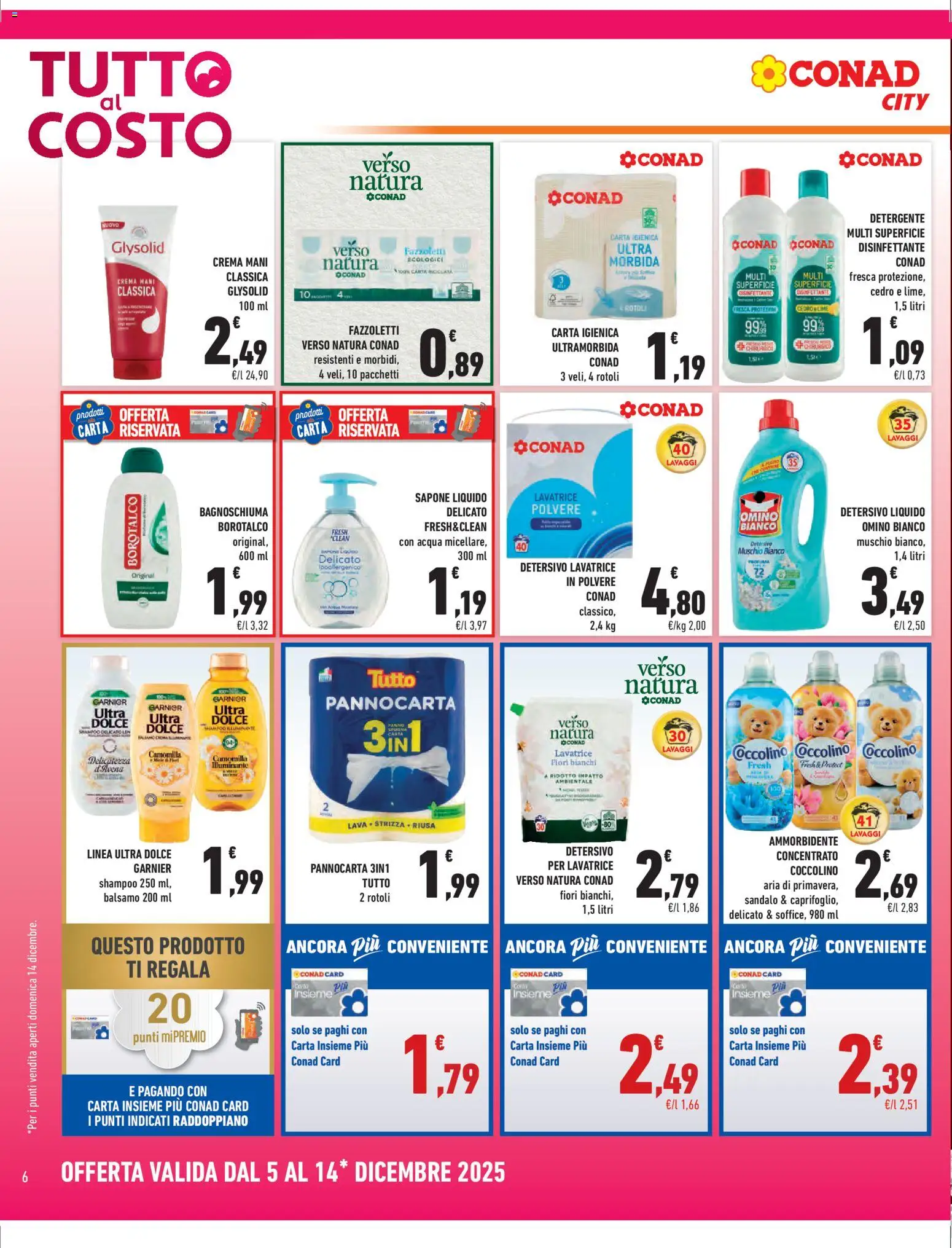 Volantino Conad del 05.12.2025 | Pagina: 6 | Prodotti: Sapone, Bagnoschiuma, Fazzoletti, Lime