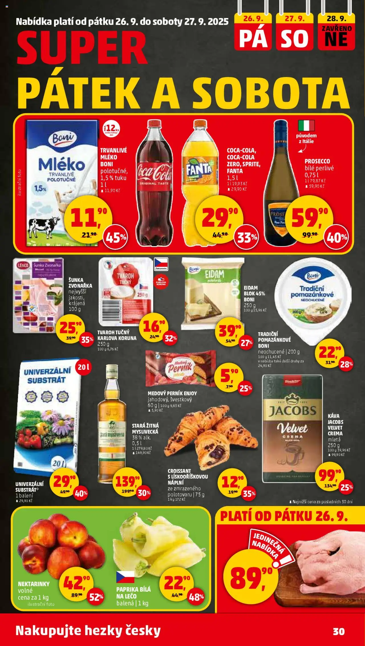 Penny Market leták - Čtvrtečník od 25.09.2025 | Strana: 30 | Produkty: Nektarinky, Eidam, Croissant, Lečo