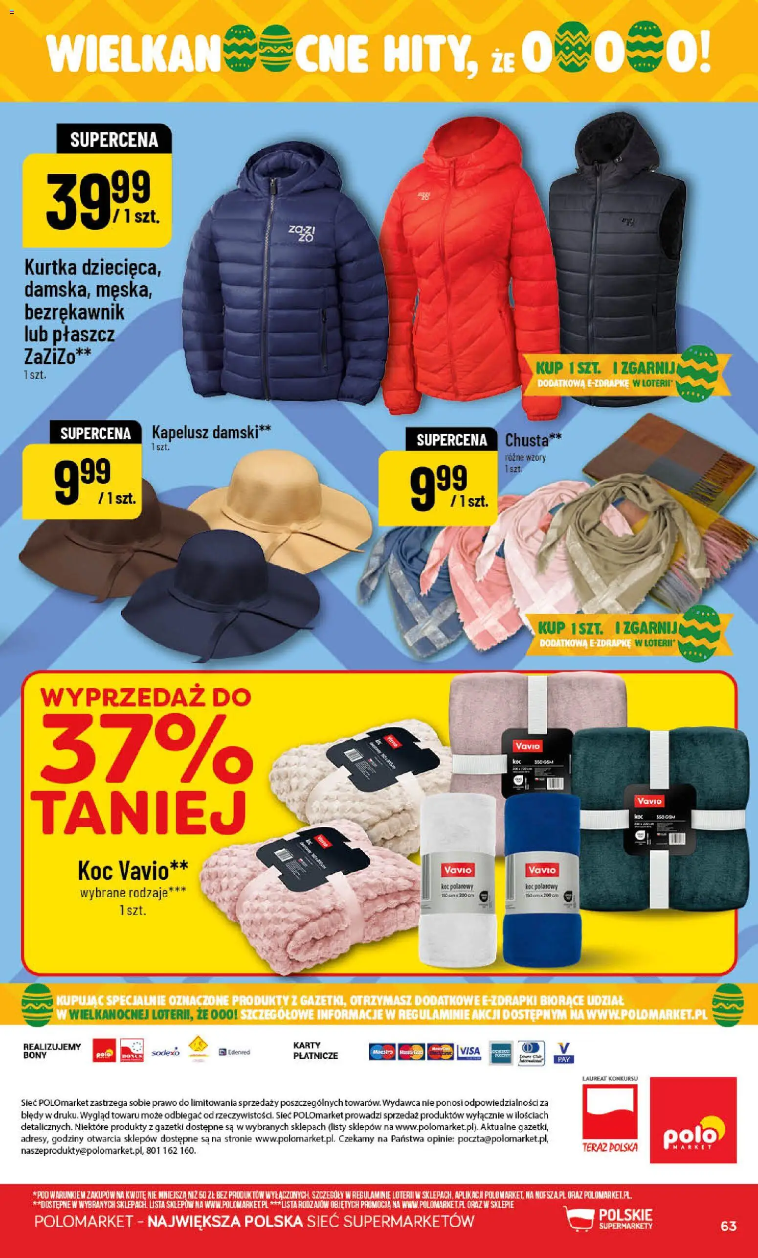 POLOmarket gazetka od 18.03.2026 | Strona: 63 | Produkty: Kurtka, Płaszcz, Kapelusz, Koc