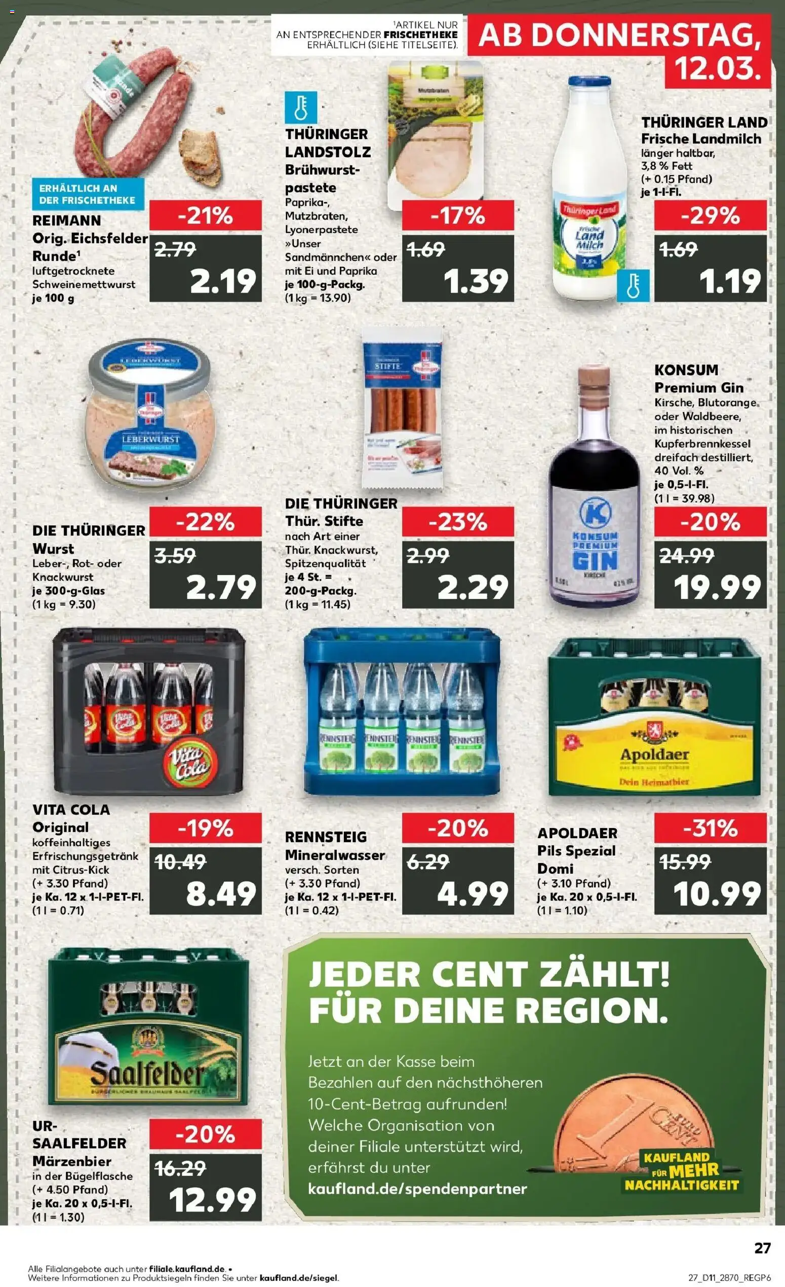 Kaufland Prospekt Arnstadt	 – gültig ab 09.03.2026 | Seite: 39 | Produkte: Cola, Milch, Pils, Wurst