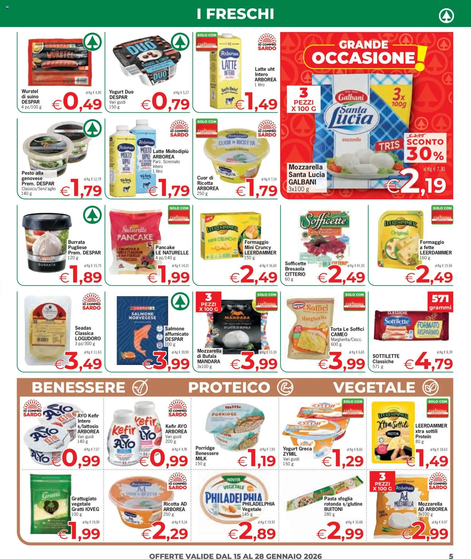 Volantino Despar del 15.01.2026 | Pagina: 5 | Prodotti: Yogurt, Pasta sfoglia, Suino, Pesto