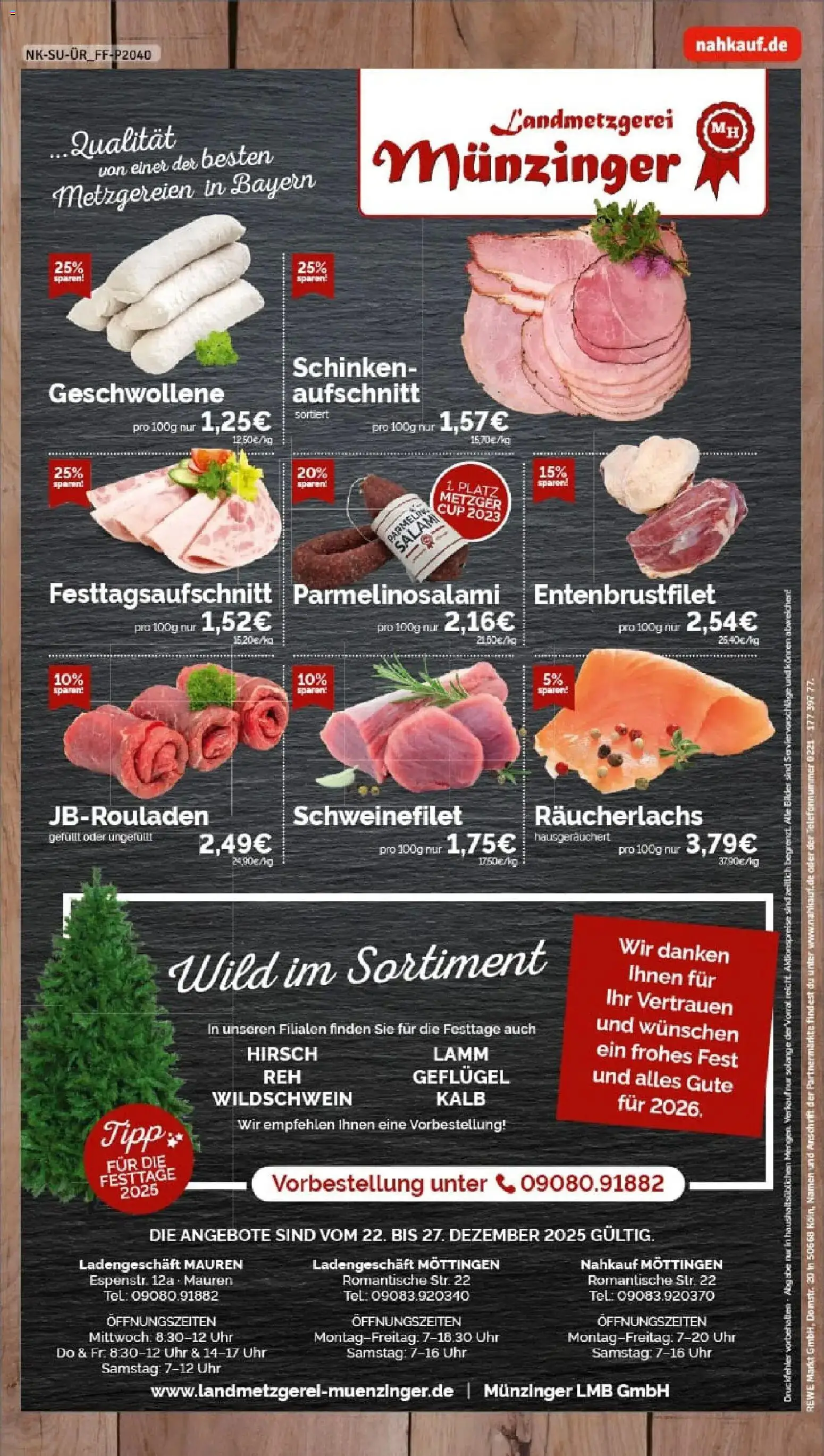 Rewe prospekt Moettingen	 – gültig ab 22.12.2025 | Seite: 12 | Produkte: Schweinefilet, Bilder, Salami, Uhr