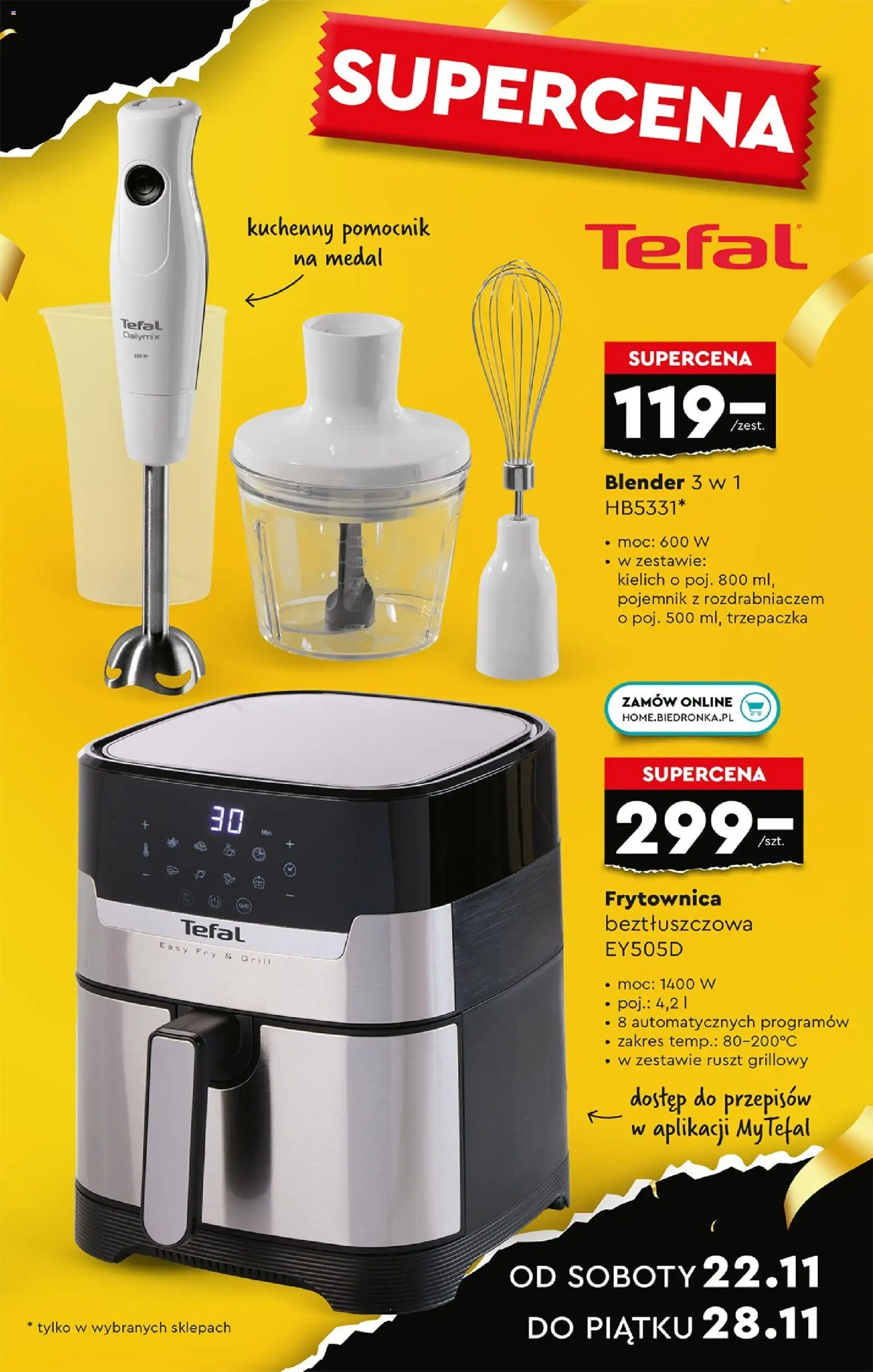 Biedronka Black Friday od 24.11.2025 | Strona: 7 | Produkty: Grill, Trzepaczka, Blender, Tefal