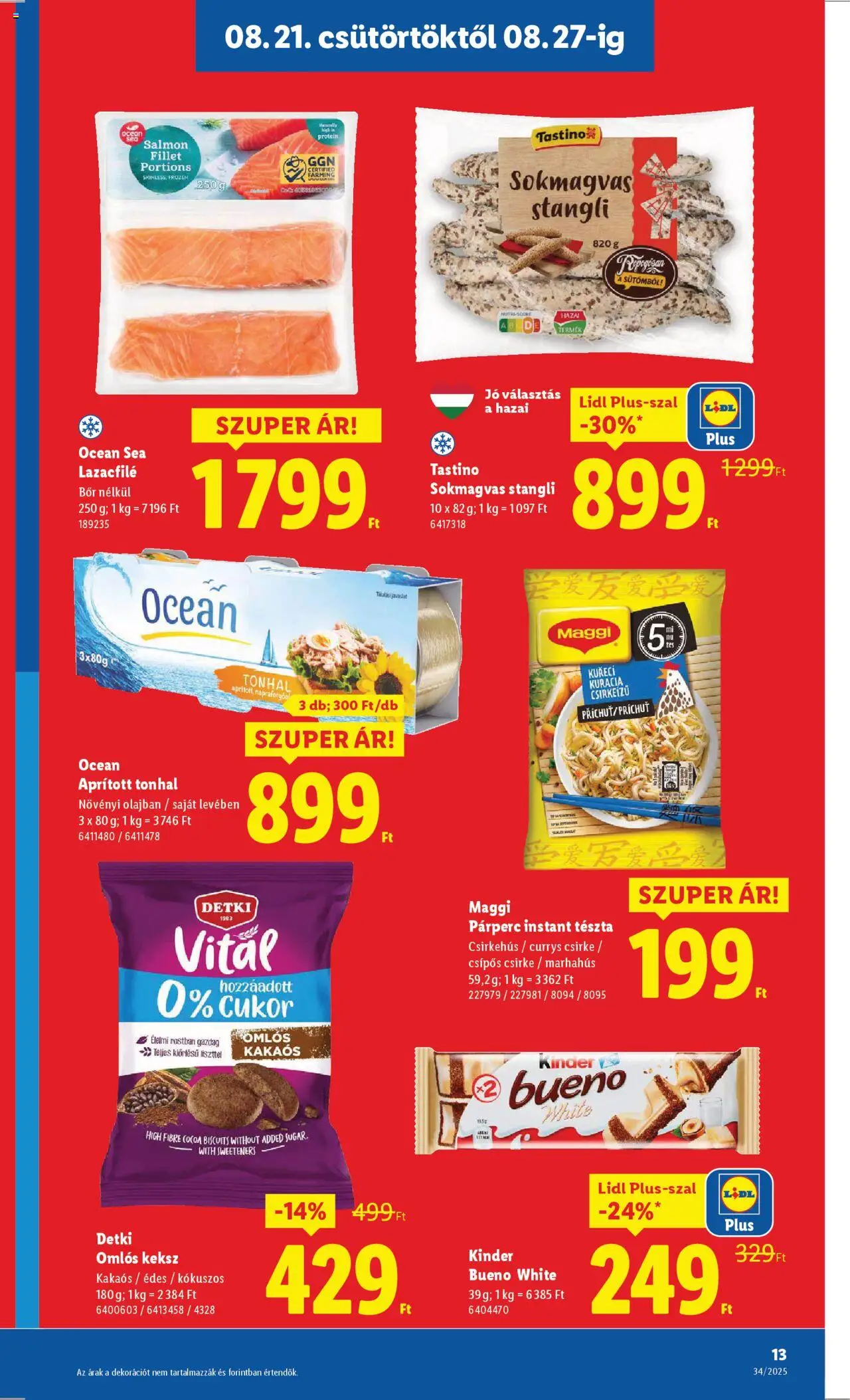 Lidl akciós ujság - amely érvényes a következő dátumtól: 21.08.2025 | Oldal: 13 | Termékek: Tonhal, Csirkehús, Marhahús, Cukor