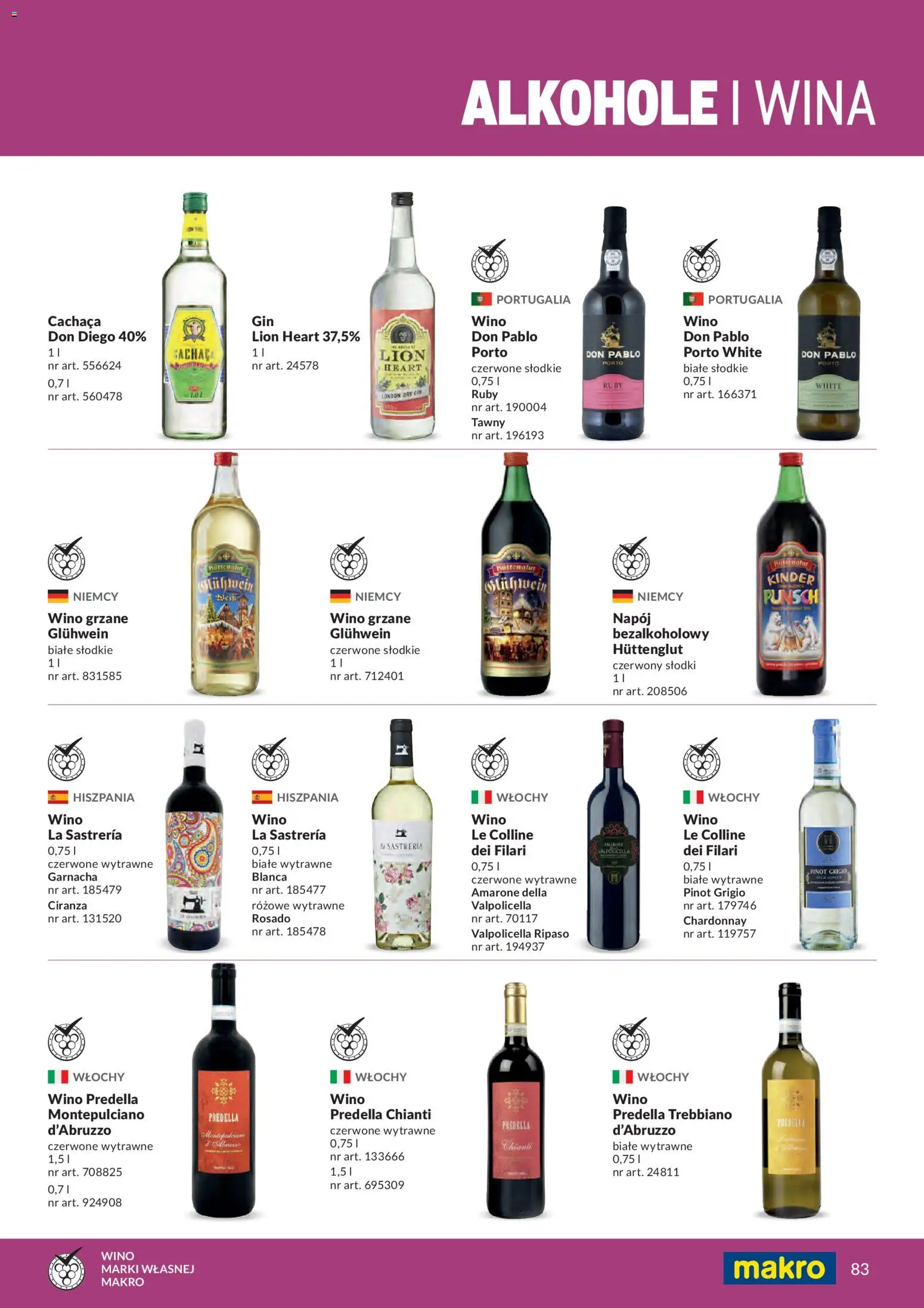 Makro gazetka - Produktów marek własnych dla profesjonalnej Gastronomii od 01.03.2026 | Strona: 83 | Produkty: Chardonnay, Grzane wino, Wino