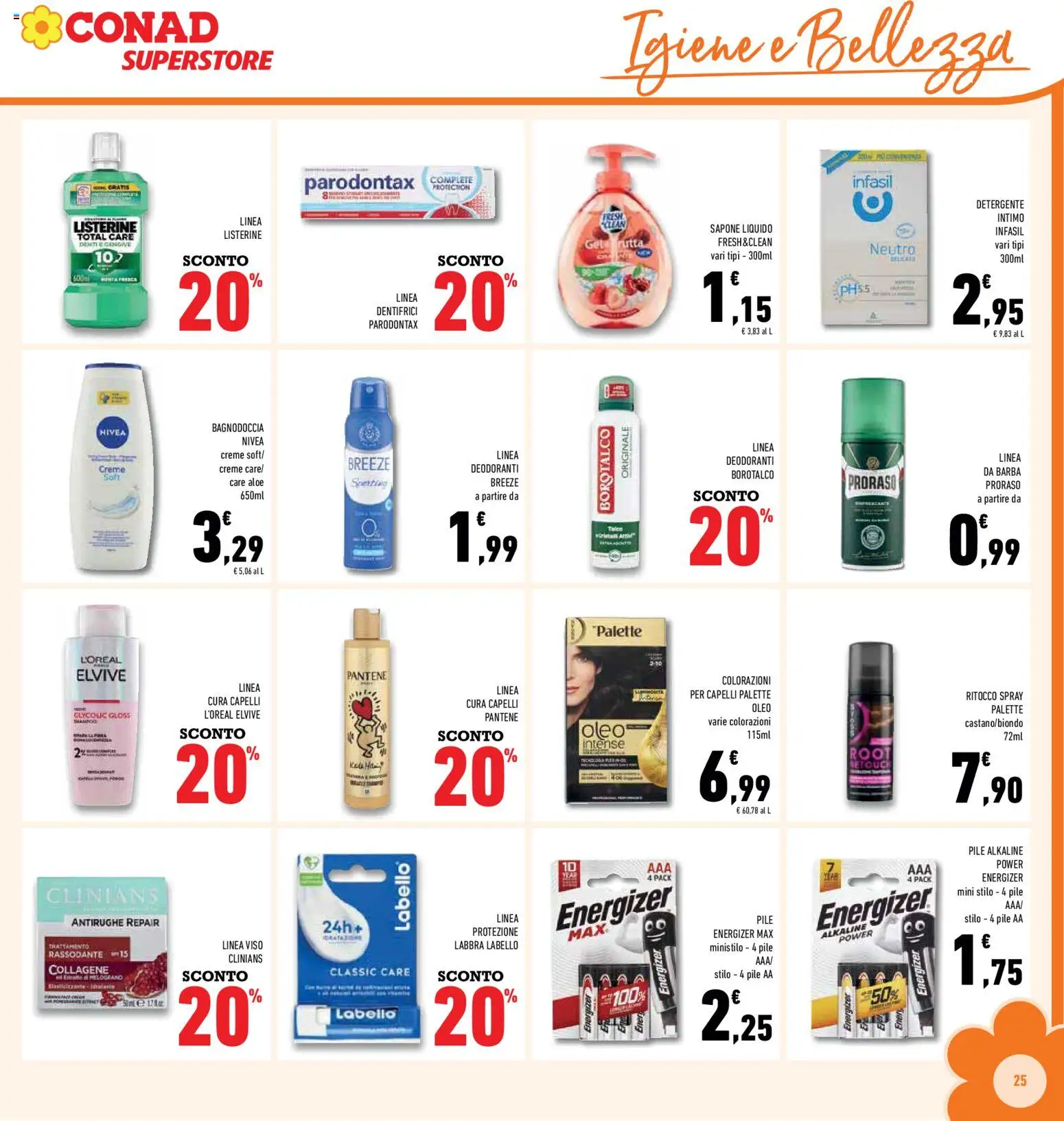 Volantino Conad del 01.12.2025 | Pagina: 25 | Prodotti: Pile, Sapone, Detergente intimo, Detergente