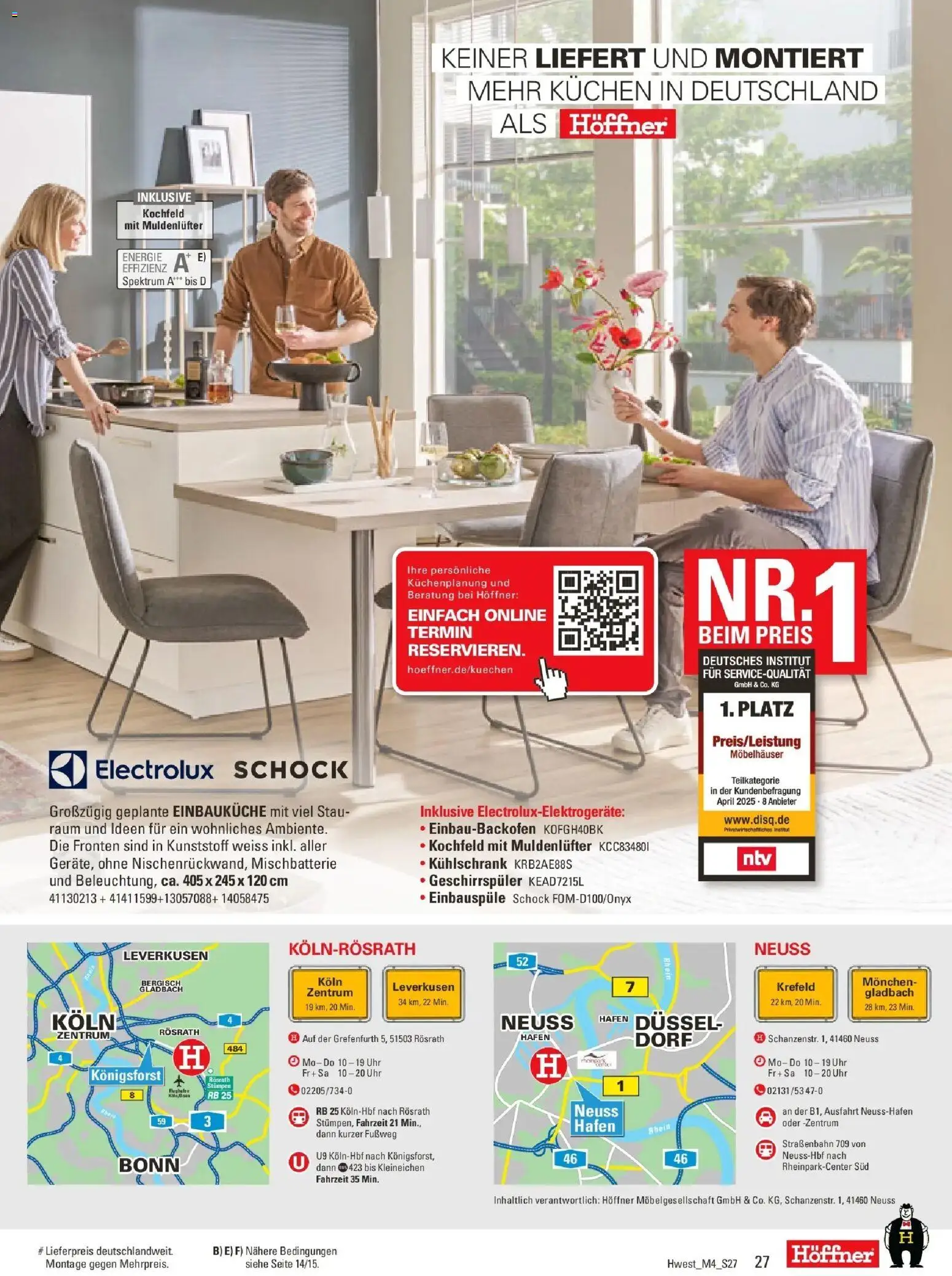 Höffner Prospekt Münster	 – gültig ab 01.04.2026 | Seite: 27 | Produkte: Einbauküche, Kühlschrank, Kuchen, Uhr