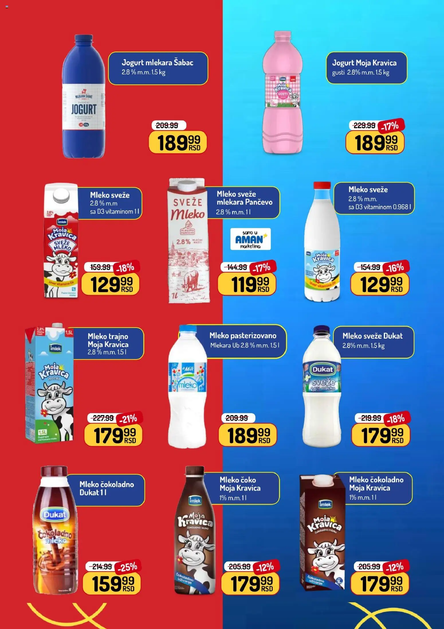 Aman katalog - važi od 19.01.2026 | Strana: 11 | Proizvode: Čokoladno mleko, Sveže mleko, Moja kravica, Mleko
