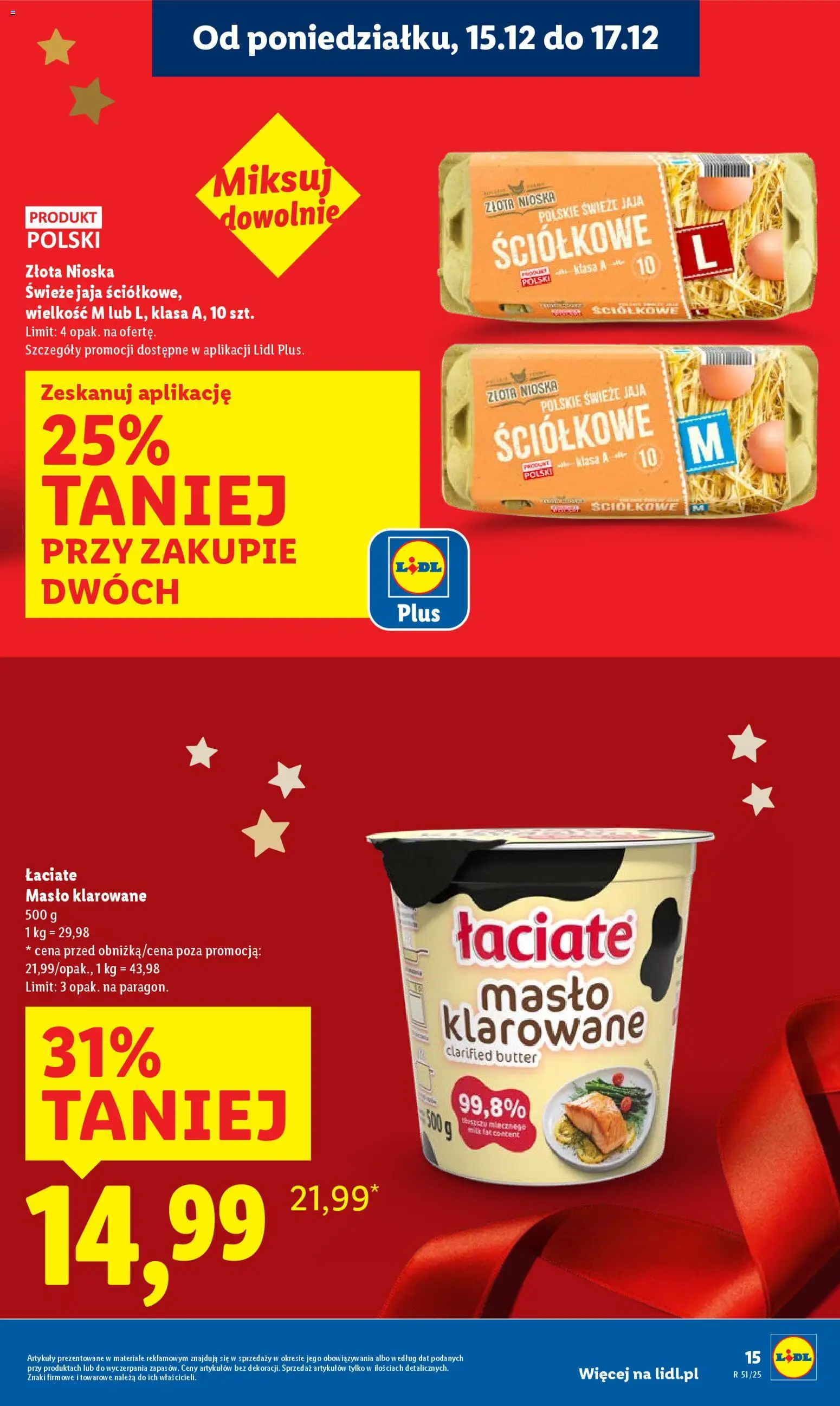Lidl Gazetka od 15.12.2025 | Strona: 15 | Produkty: Masło klarowane, Masło, Jaja