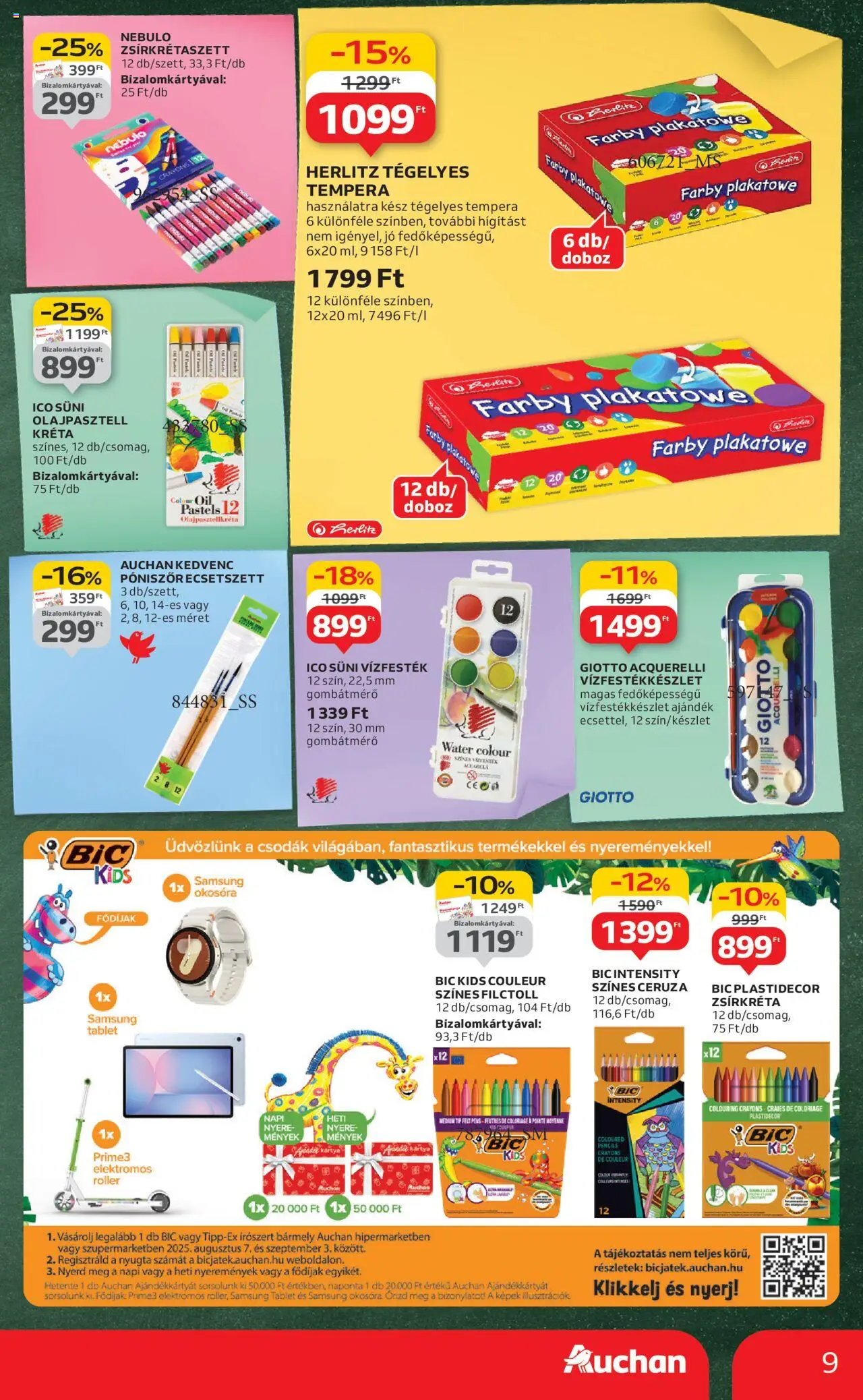 Auchan akciós ujság - amely érvényes a következő dátumtól: 07.08.2025 | Oldal: 9 | Termékek: Tablet, Roller, Okosóra, Samsung
