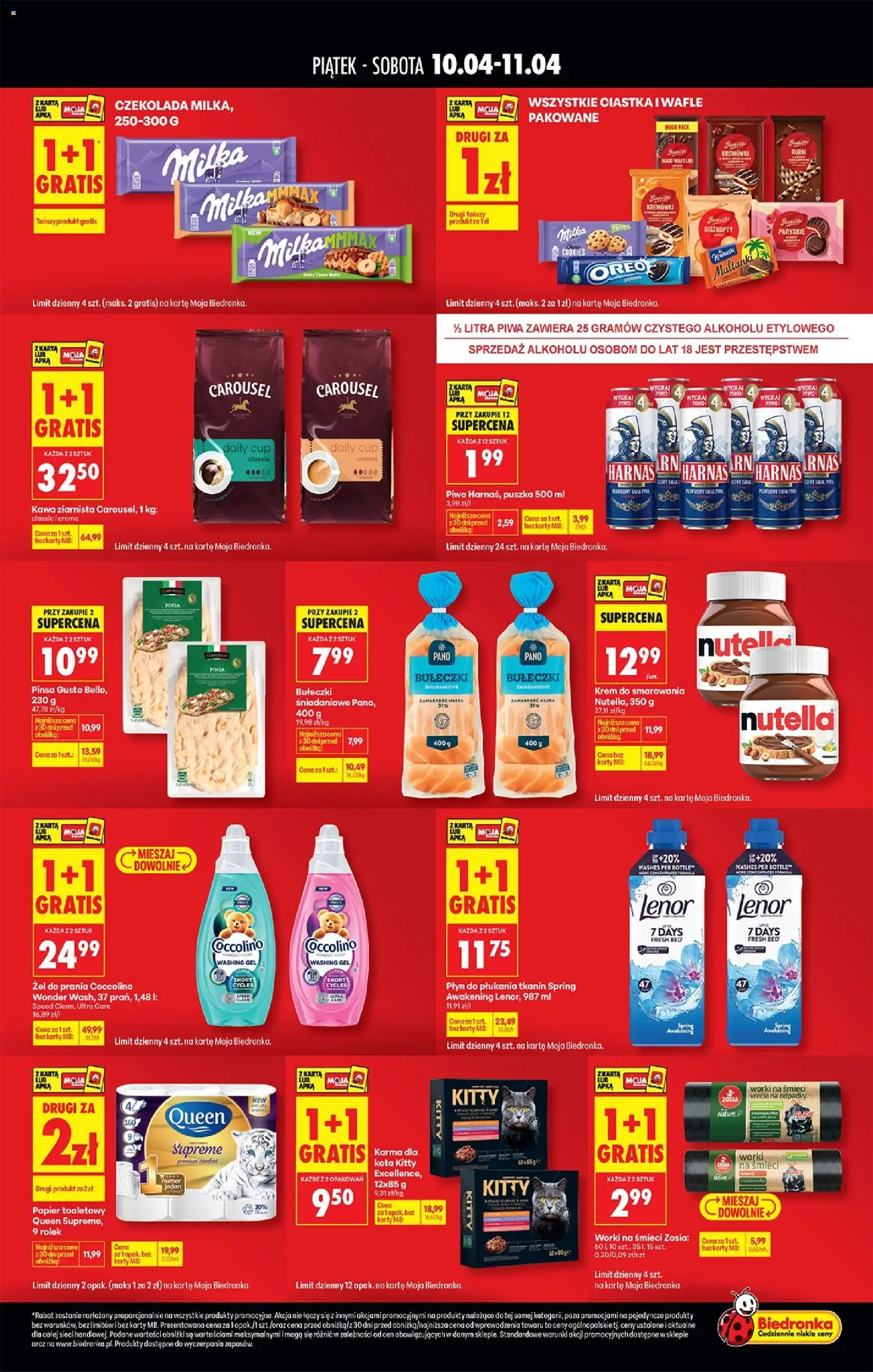 Biedronka Polsko leták - Tani weekend od 10.04.2026 | Strana: 2 | Produkty: Lenor, Milka, Crema, Karty