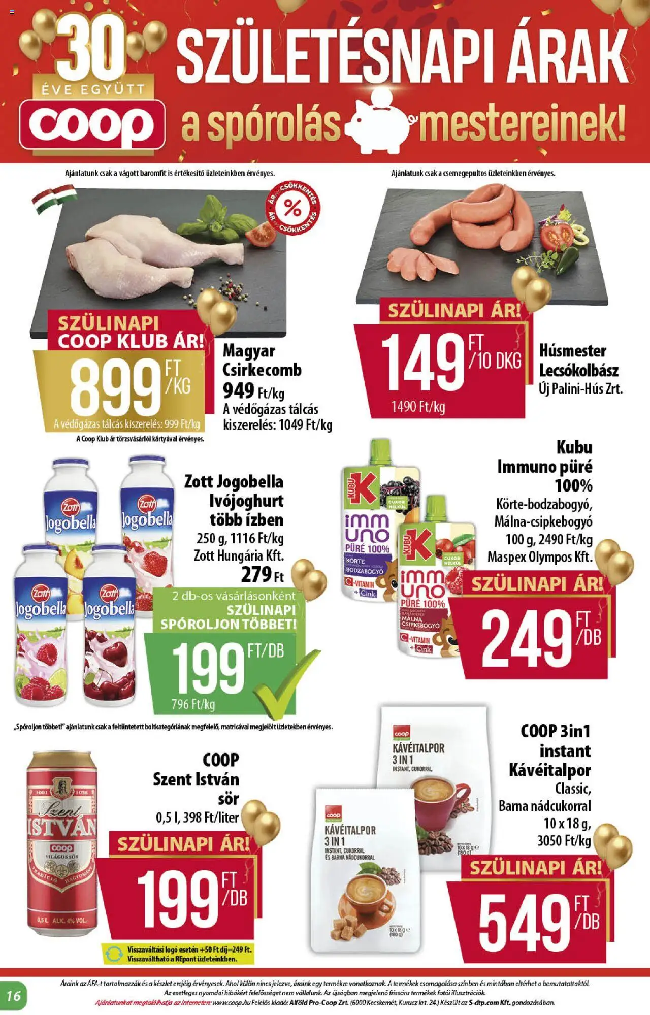 COOP akciós ujság - amely érvényes a következő dátumtól: 14.08.2025 | Oldal: 16 | Termékek: Körte, Sör, Lecsókolbász, Csirkecomb