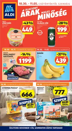 Aldi Akciós újság - amely érvényes a következő dátumtól: 30.10.2025