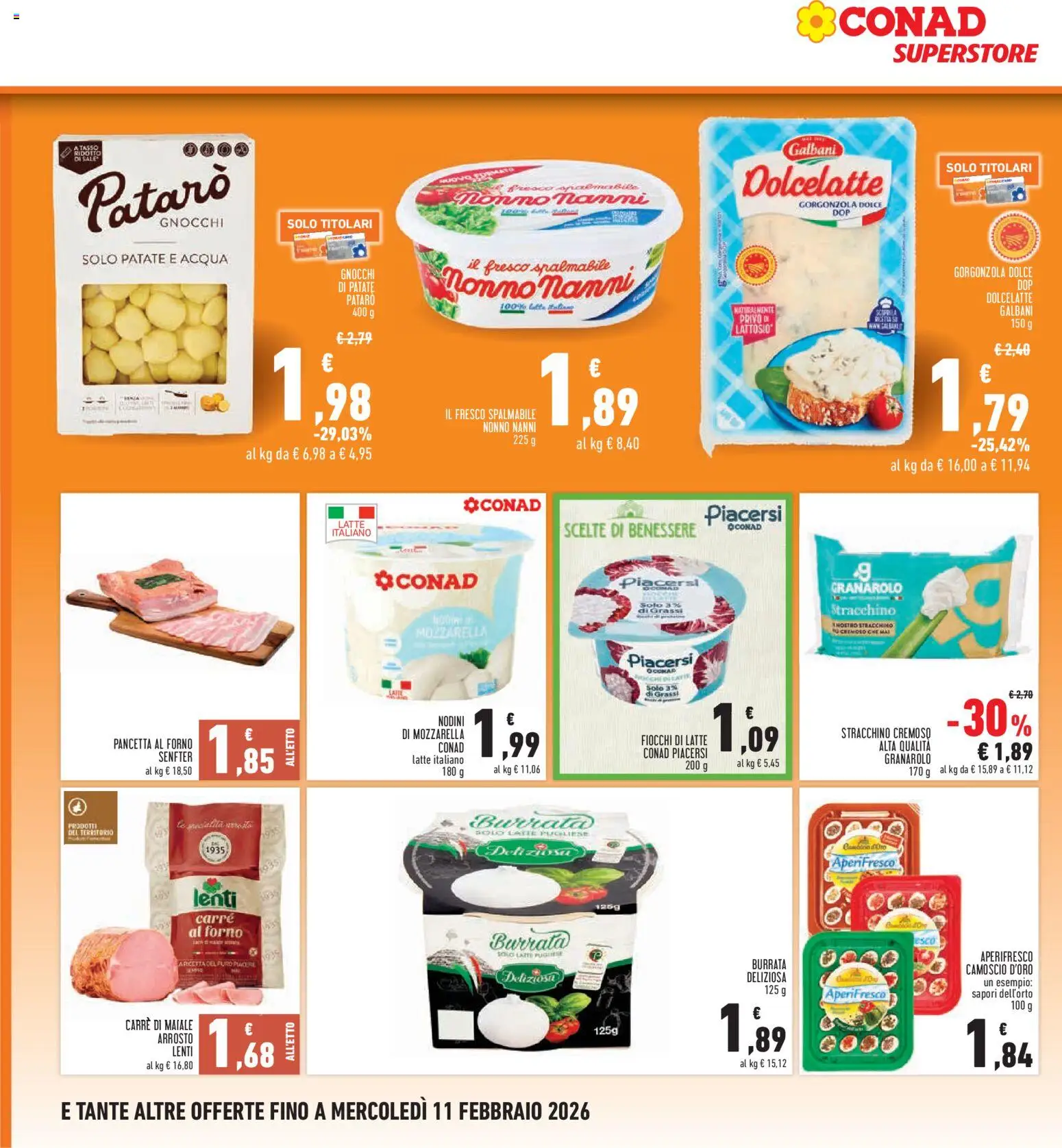 Volantino Conad del 29.01.2026 | Pagina: 12 | Prodotti: Arrosto, Maiale, Gorgonzola, Burrata