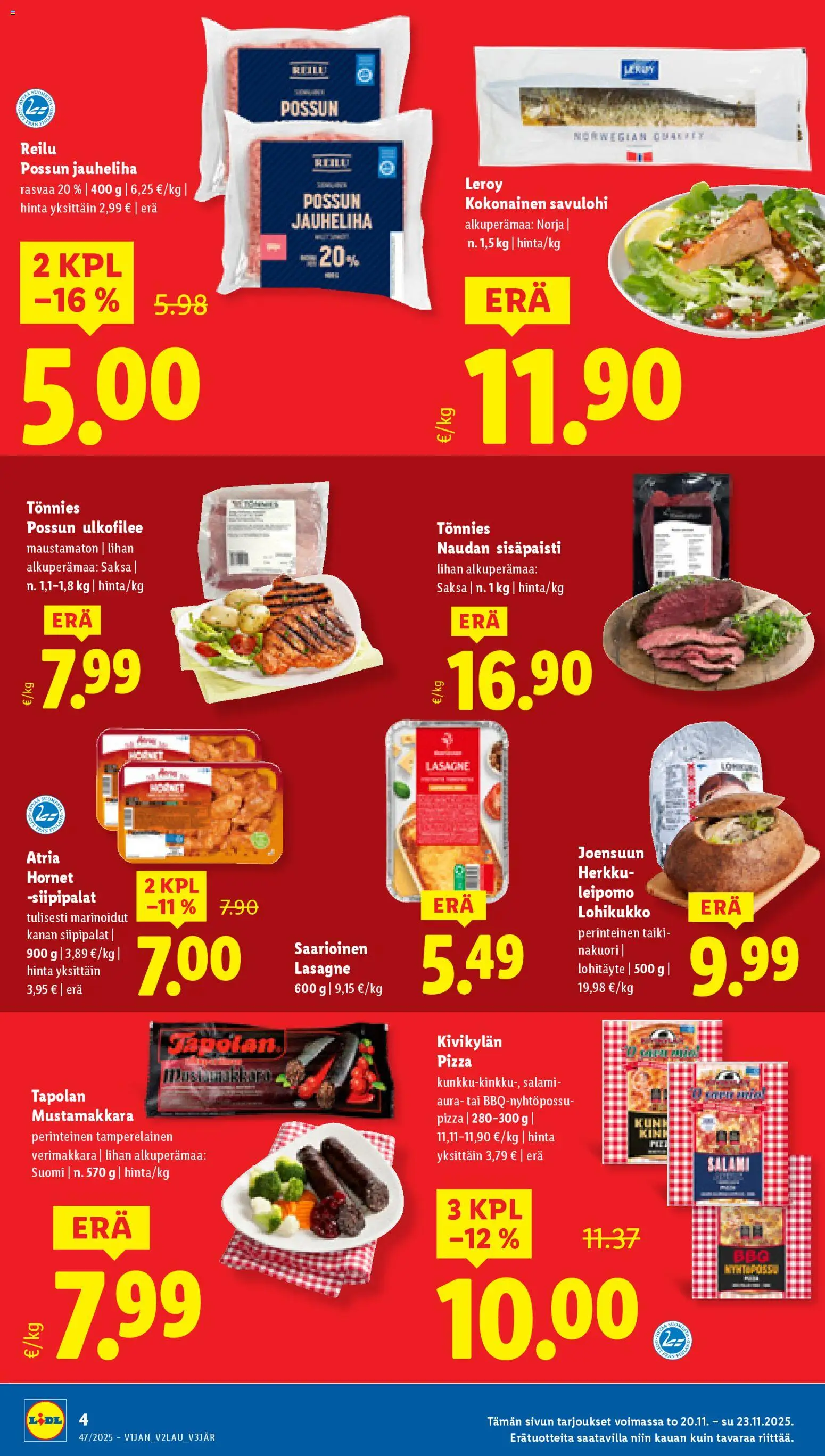 Lidl - Black Friday – voimassa 20.11.2025 alkaen | Sivu: 4 | Tuotteet: Kokonainen, Leipomo, Savulohi, Salami