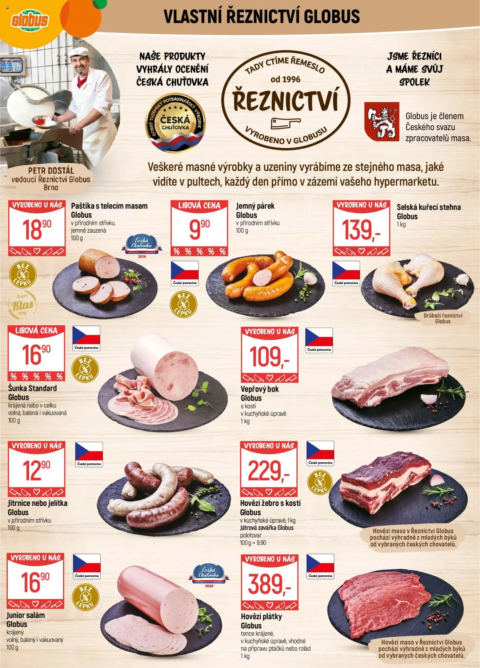 Globus leták - Brno od 07.01.2026 | Strana: 7 | Produkty: Salám, Hovězí maso, Kuřecí stehna, Paštika