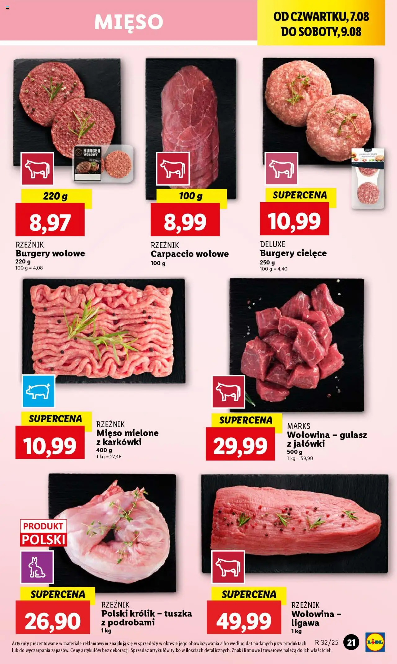 Lidl Gazetka od 07.08.2025 | Strona: 25 | Produkty: Mięso mielone, Carpaccio wołowe, Carpaccio, Wołowina