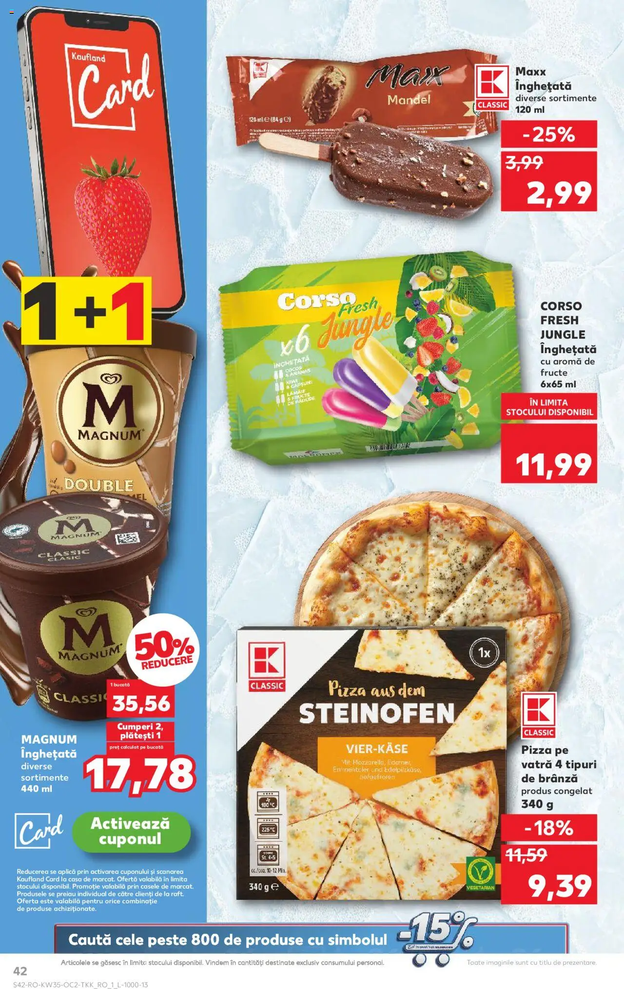 Kaufland RO akciós ujság - amely érvényes a következő dátumtól: 27.08.2025 | Oldal: 42 | Termékek: Magnum, Pizza