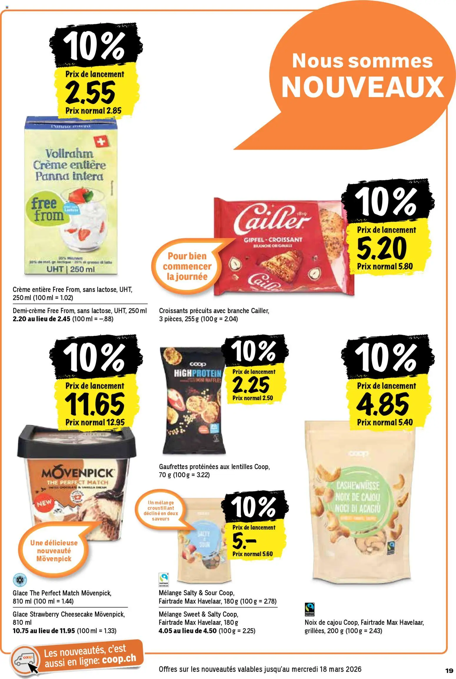 Coop aktionen FR – gültig ab 05.03.2026 | Seite: 19 | Produkte: Cashewnüsse, Glace, Mars, Creme