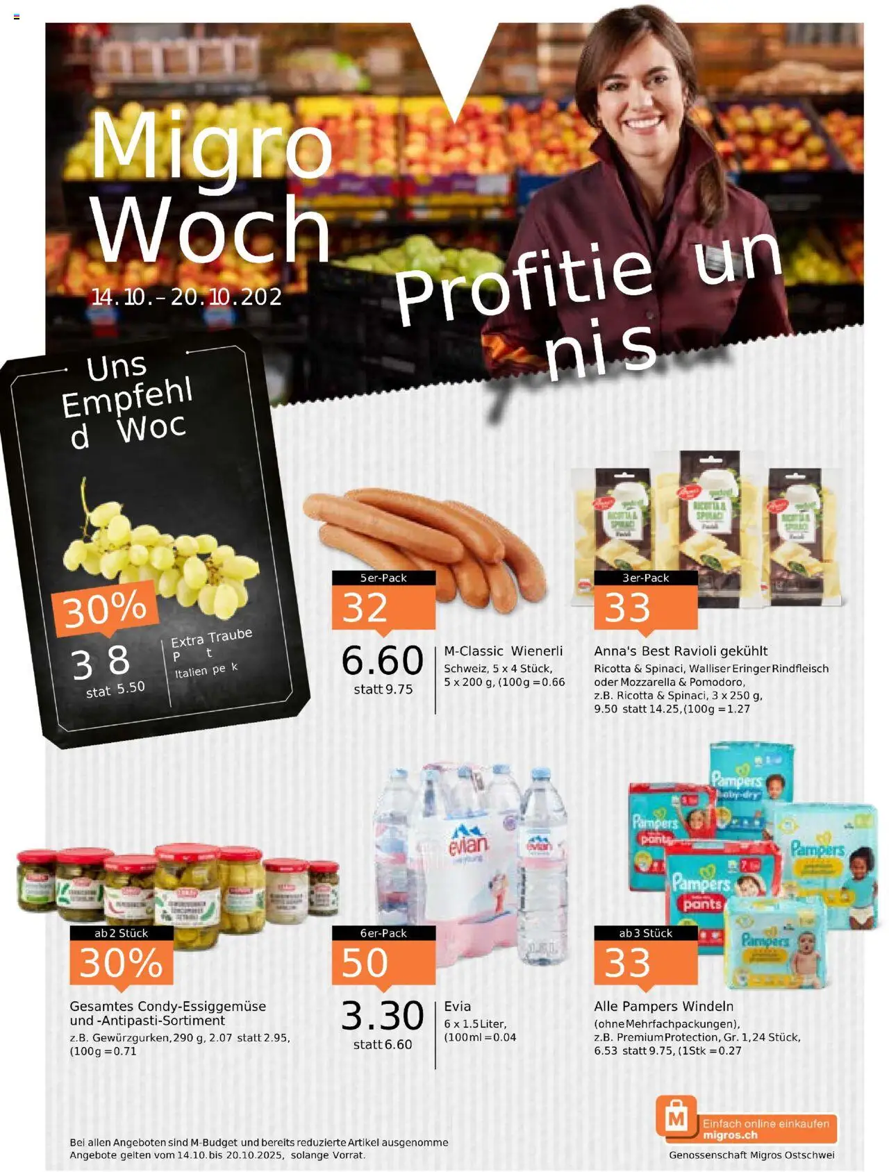 Migros Aktionen – gültig ab 14.10.2025 | Seite: 1 | Produkte: Rindfleisch, Pampers