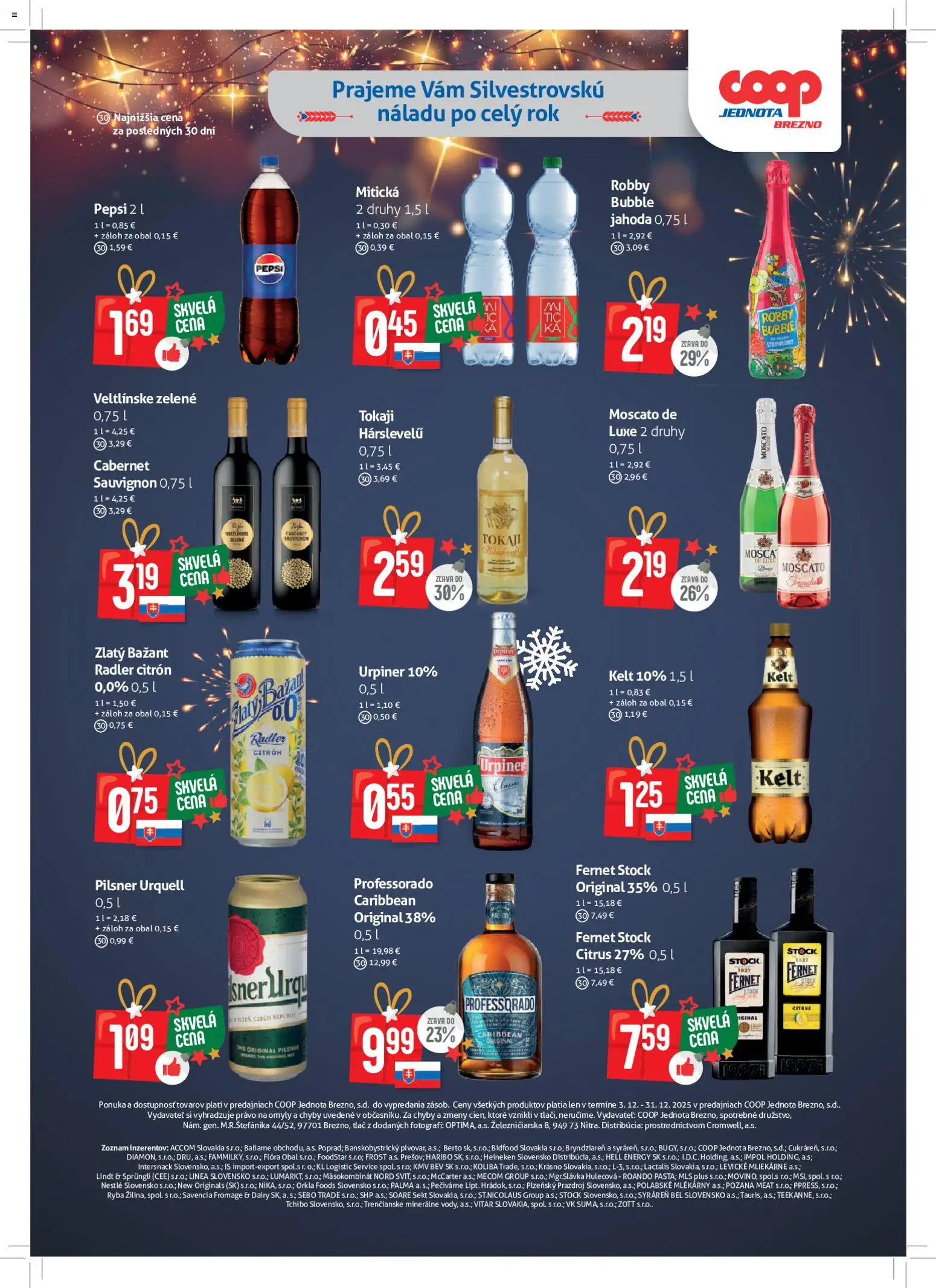 Nové COOP Jednota akcie – leták je platný od 03.12.2025 | Strana: 8 | Produkty: Kelt, Radler, Mitická, Fernet Stock