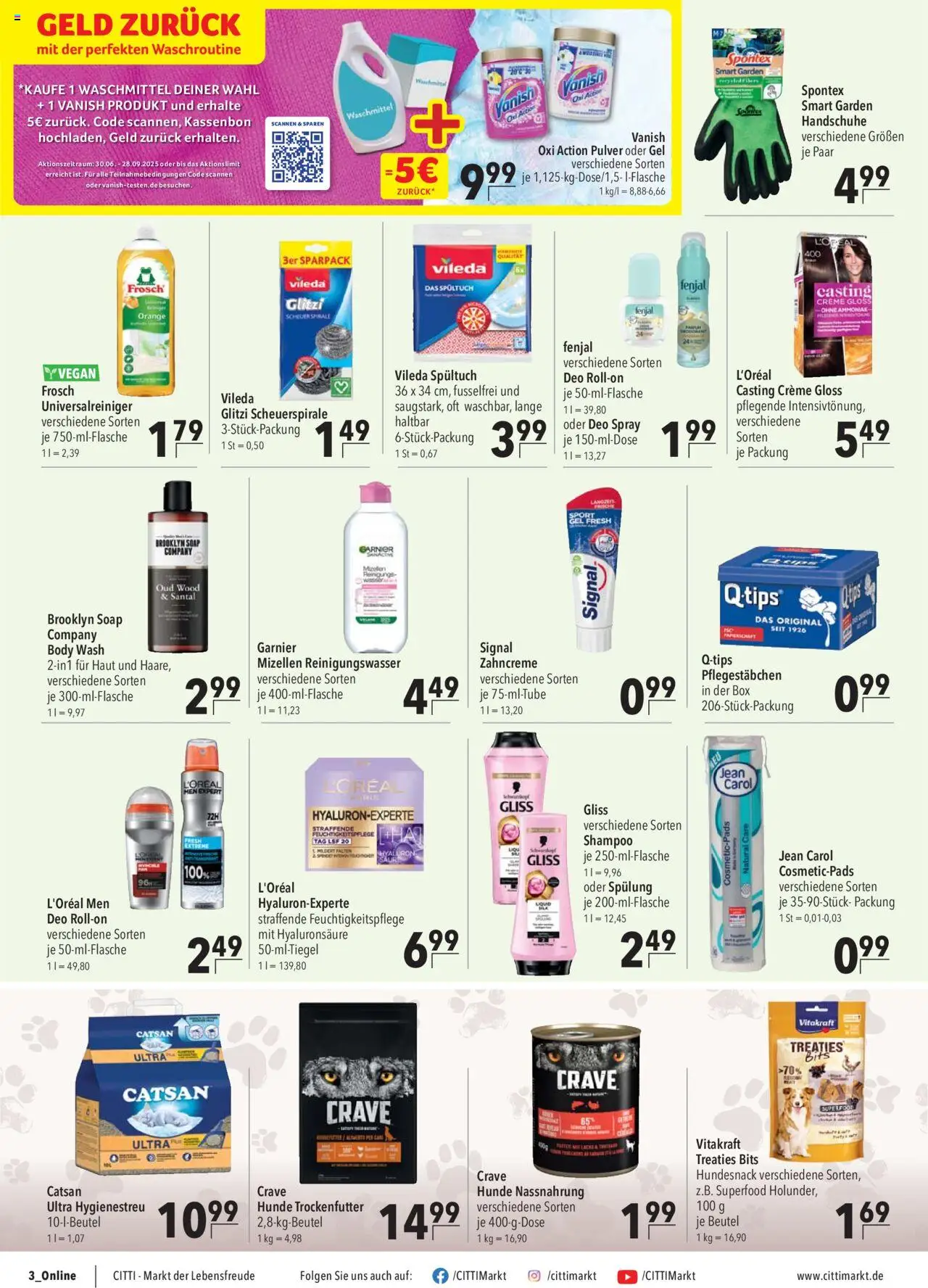 CITTI Markt Prospekt 	 - gültig ab dem 13.08.2025 | Seite: 16 | Produkte: Catsan, Box, Spülung, Waschmittel