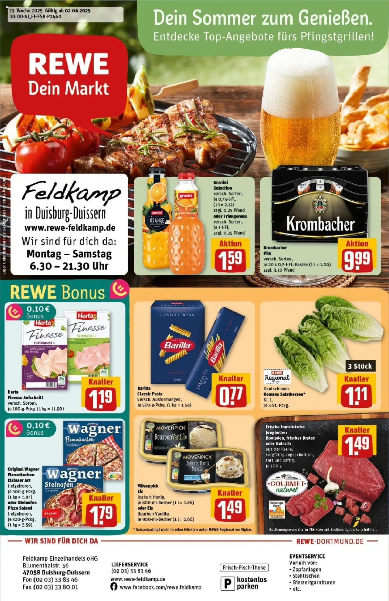 Rewe prospekt Duisburg / Duissern	 - gültig ab dem 01.06.2025 | Seite: 1 | Produkte: Granini, Krombacher, Bourbon, Uhr