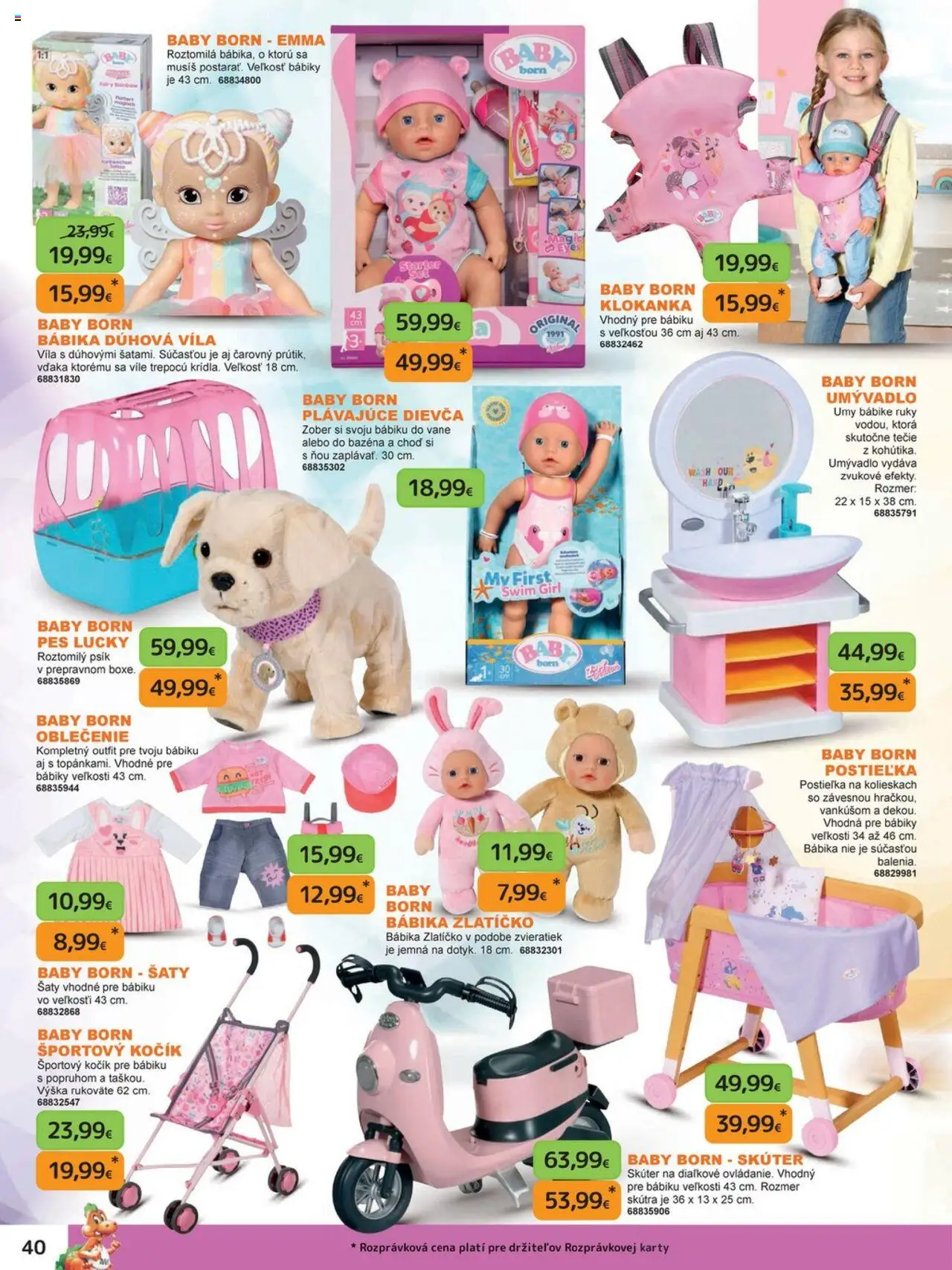 Nové Dráčik akcie – leták je platný od 03.10.2025 | Strana: 40 | Produkty: Umývadlo, Šaty, Baby Born