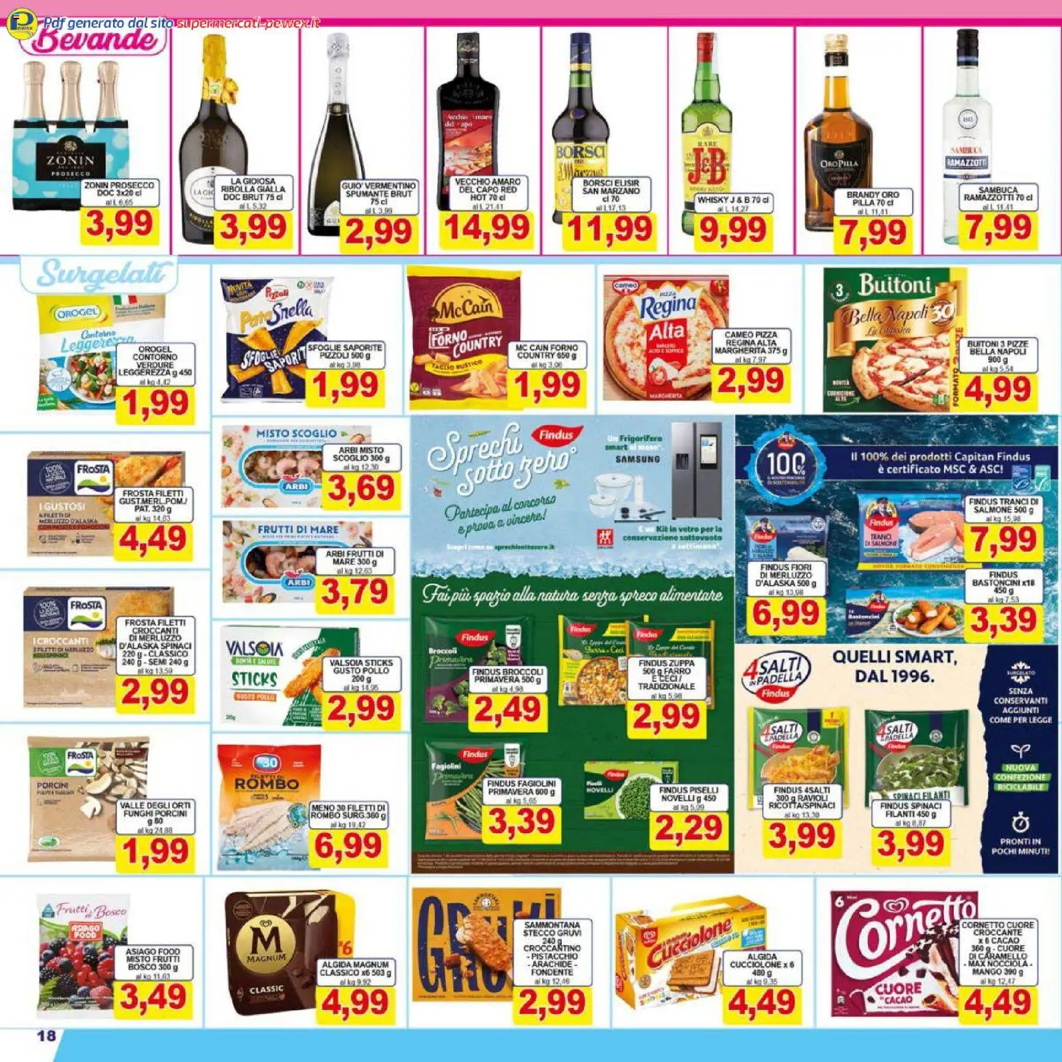 Volantino Pewex del 16.01.2026 | Pagina: 18 | Prodotti: Cornetto, Whisky, Mango, Ravioli