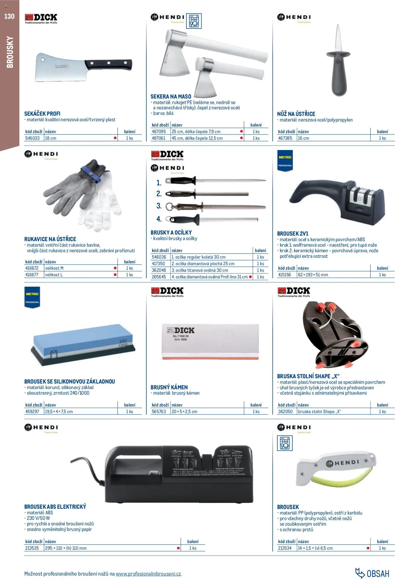 Makro leták - Gastro vybavení a zařízení od 01.02.2026 | Strana: 130 | Produkty: Sekera, Bruska, Nůž, Maso