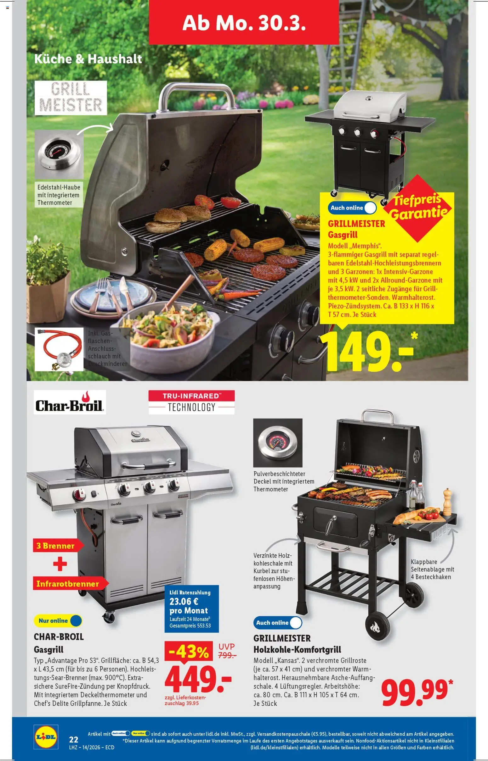 Lidl Prospekt – gültig ab 30.03.2026 | Seite: 14 | Produkte: Grill, Thermometer, Küche