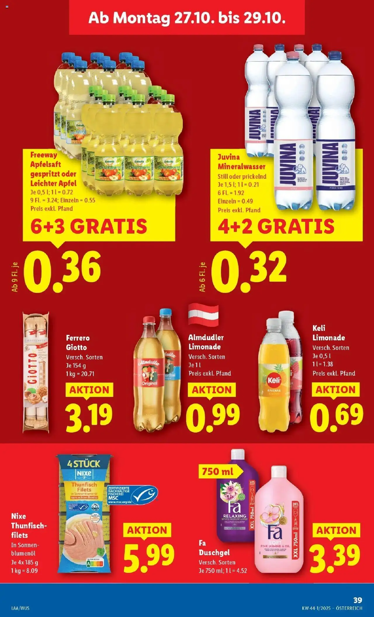 Lidl Flugblatt - Jenbach, Eferding, Dornbirn ab 23.10.2025 - Angebote ab donnerstag | Seite: 45 | Produkte: Planche de surf, Duschgel, Äpfel, Ananas