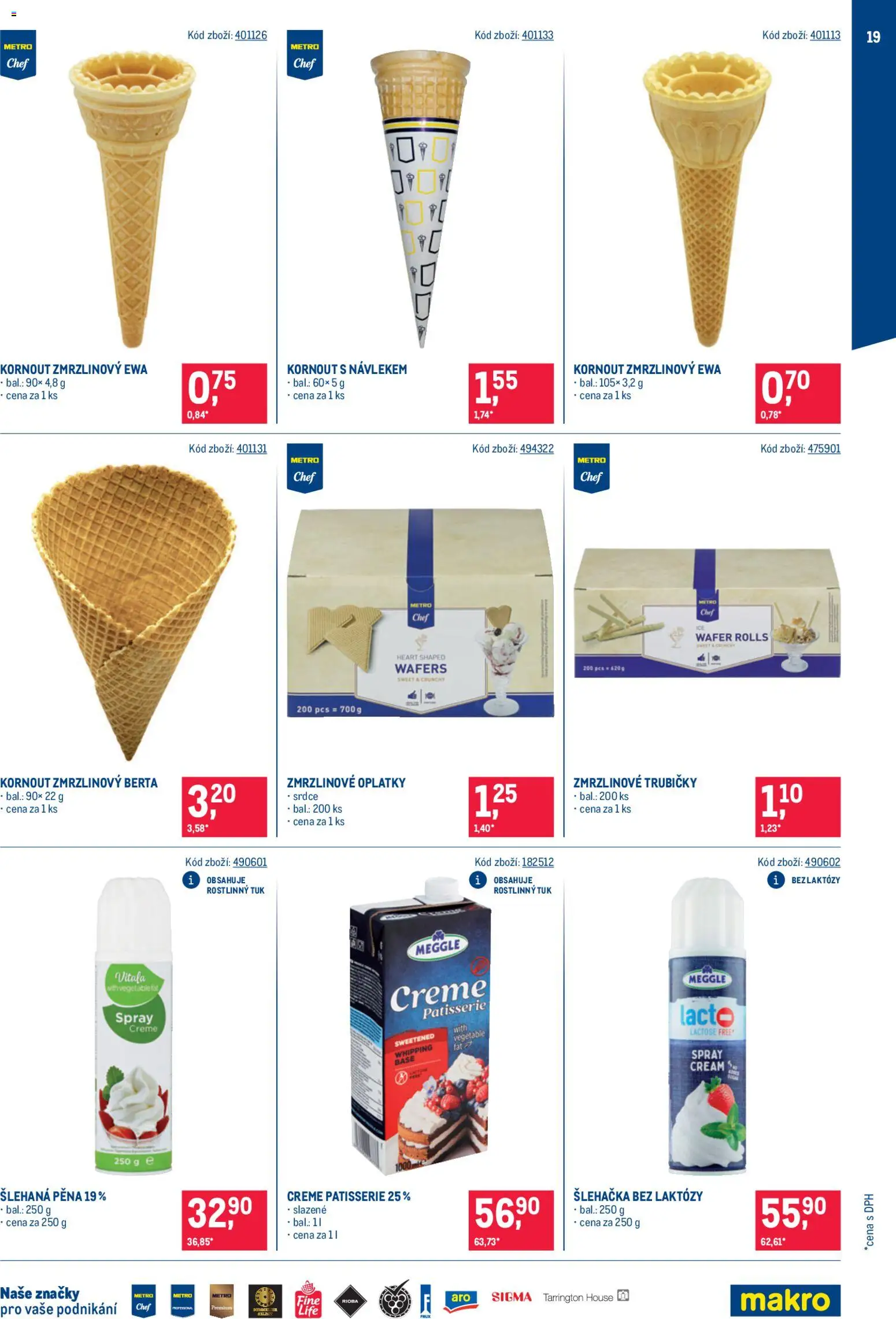 Makro leták - Zmrzliny od 22.04.2026 | Strana: 19 | Produkty: Šlehačka, Oplatky