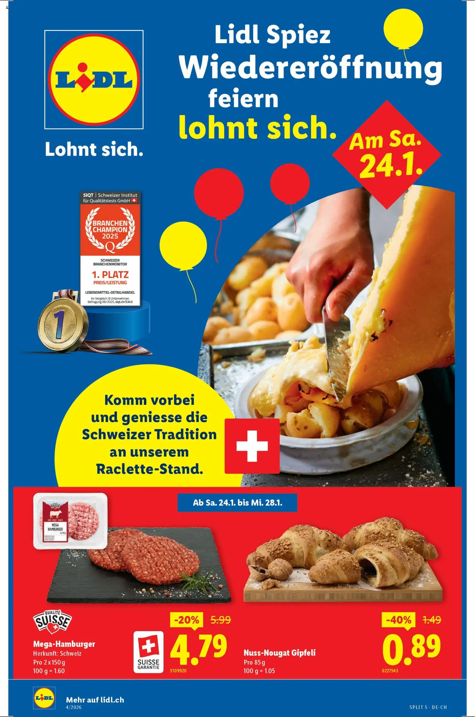 Lidl Aktionen Wiedereröffnung Spiez – gültig ab 24.01.2026 | Seite: 1