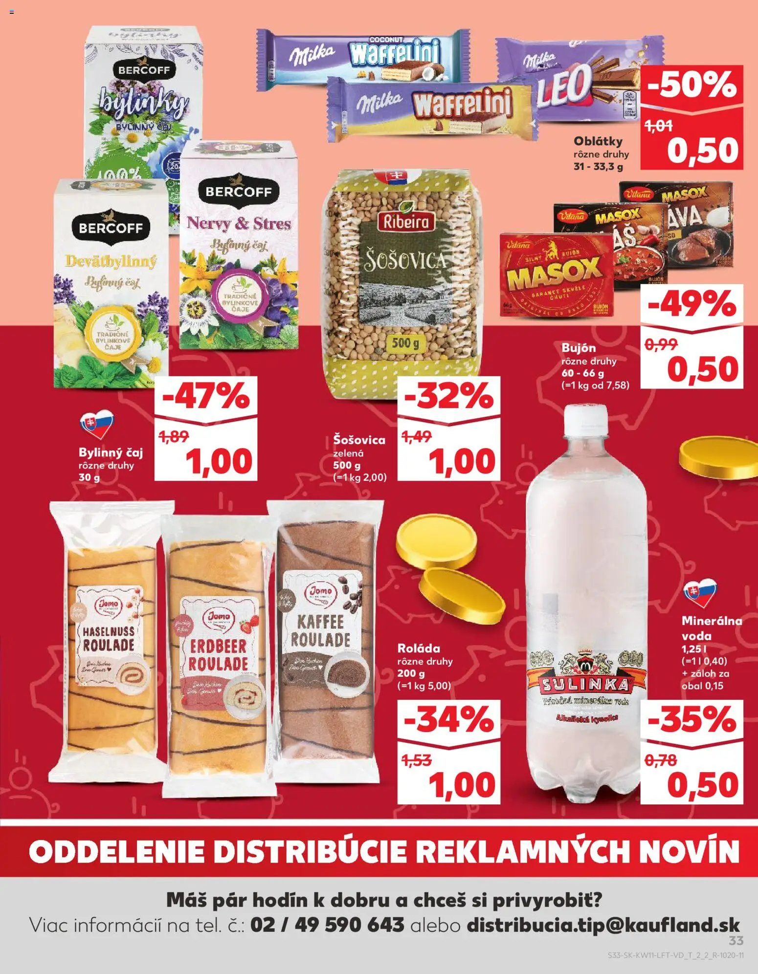 Nové Kaufland akcie – leták je platný od 12.03.2026 | Strana: 33 | Produkty: Bujón, Masox, Voda, Minerálna voda