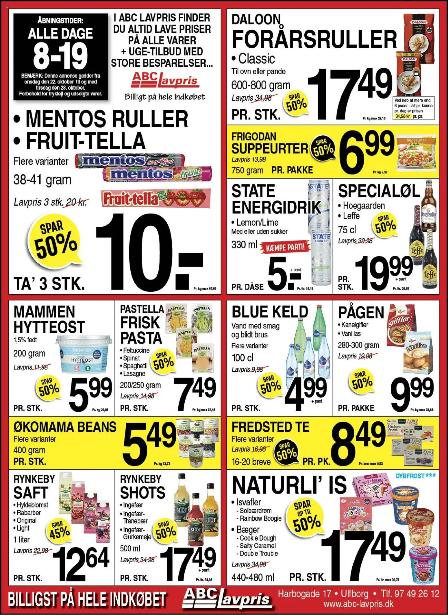 Abc Lavpris tilbudsavis – gyldig fra 22.10.2025 | Side: 1 | Produkter: Rabarber, Pasta, Sukker, Ovn