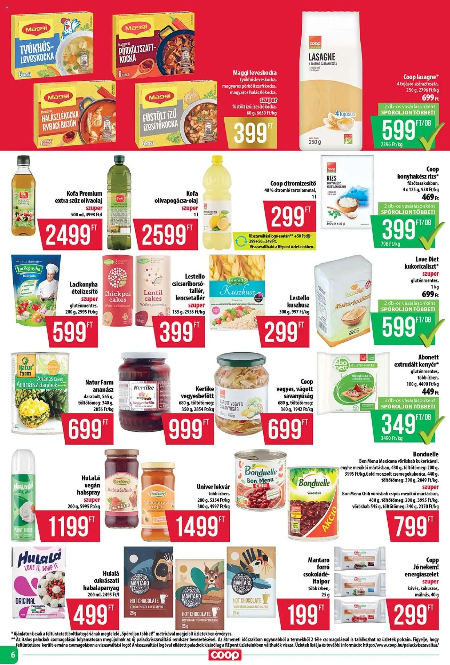 COOP akciós ujság - amely érvényes a következő dátumtól: 19.03.2026 | Oldal: 6 | Termékek: Chili, Kuszkusz, Lasagne, Ételízesítő