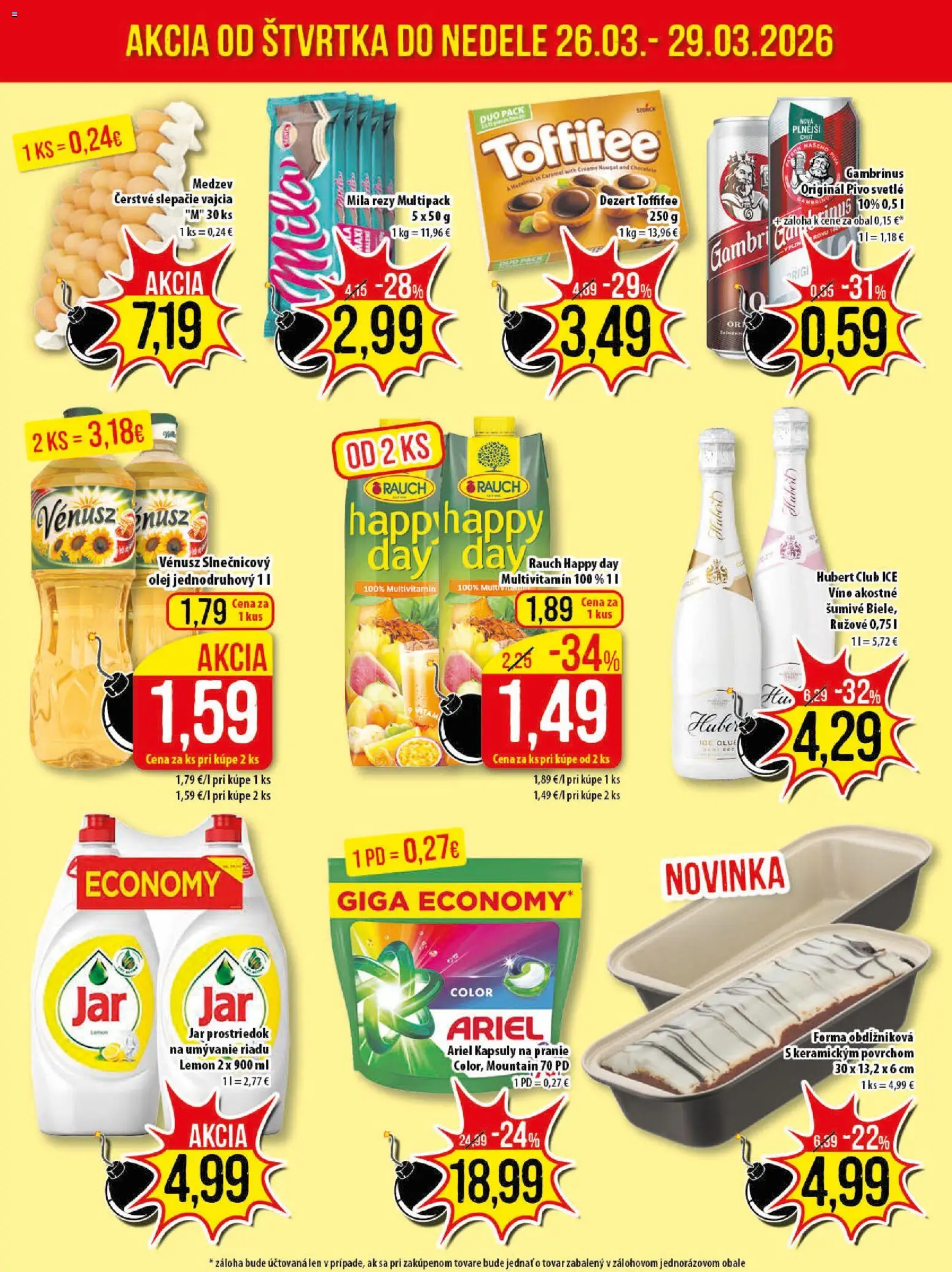 Nové Klas akcie – leták je platný od 23.03.2026 | Strana: 24 | Produkty: Vajcia, Toffifee, Hus, Gambrinus
