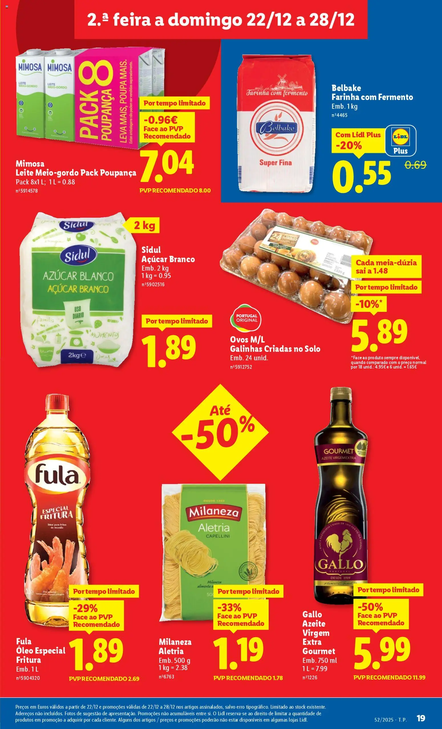 Lidl folheto │ válido de 22.12.2025 | Página: 19 | Produtos: Leite, Ovos, Óleo, Açúcar