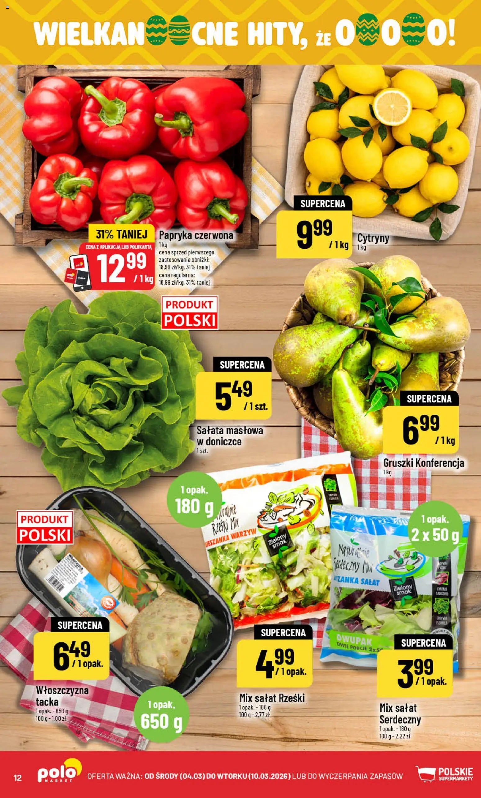 POLOmarket gazetka od 04.03.2026 | Strona: 12 | Produkty: Cytryny, Papryka, Mix sałat, Papryka czerwona